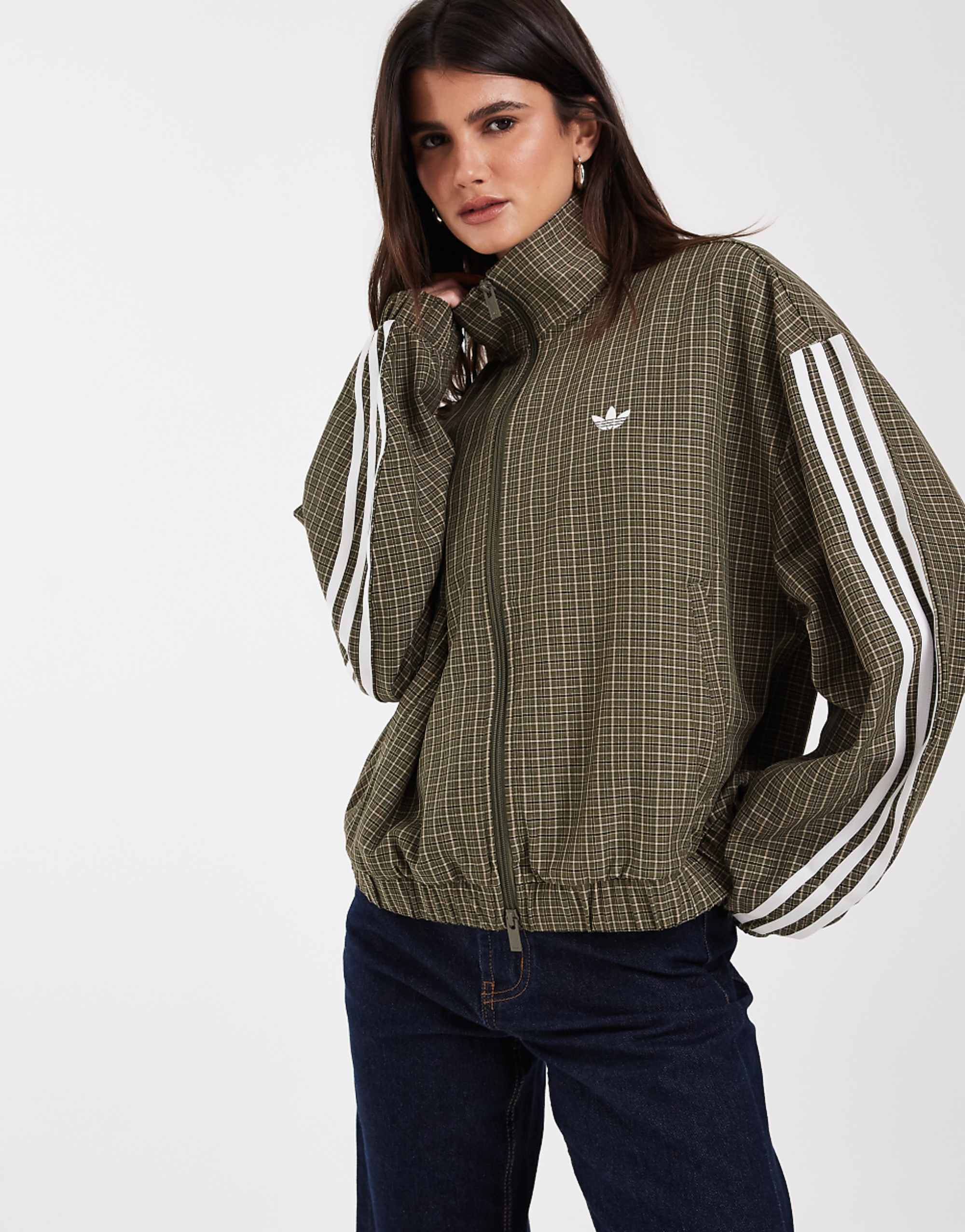 Adidas Originals Track Top in Khaki Check