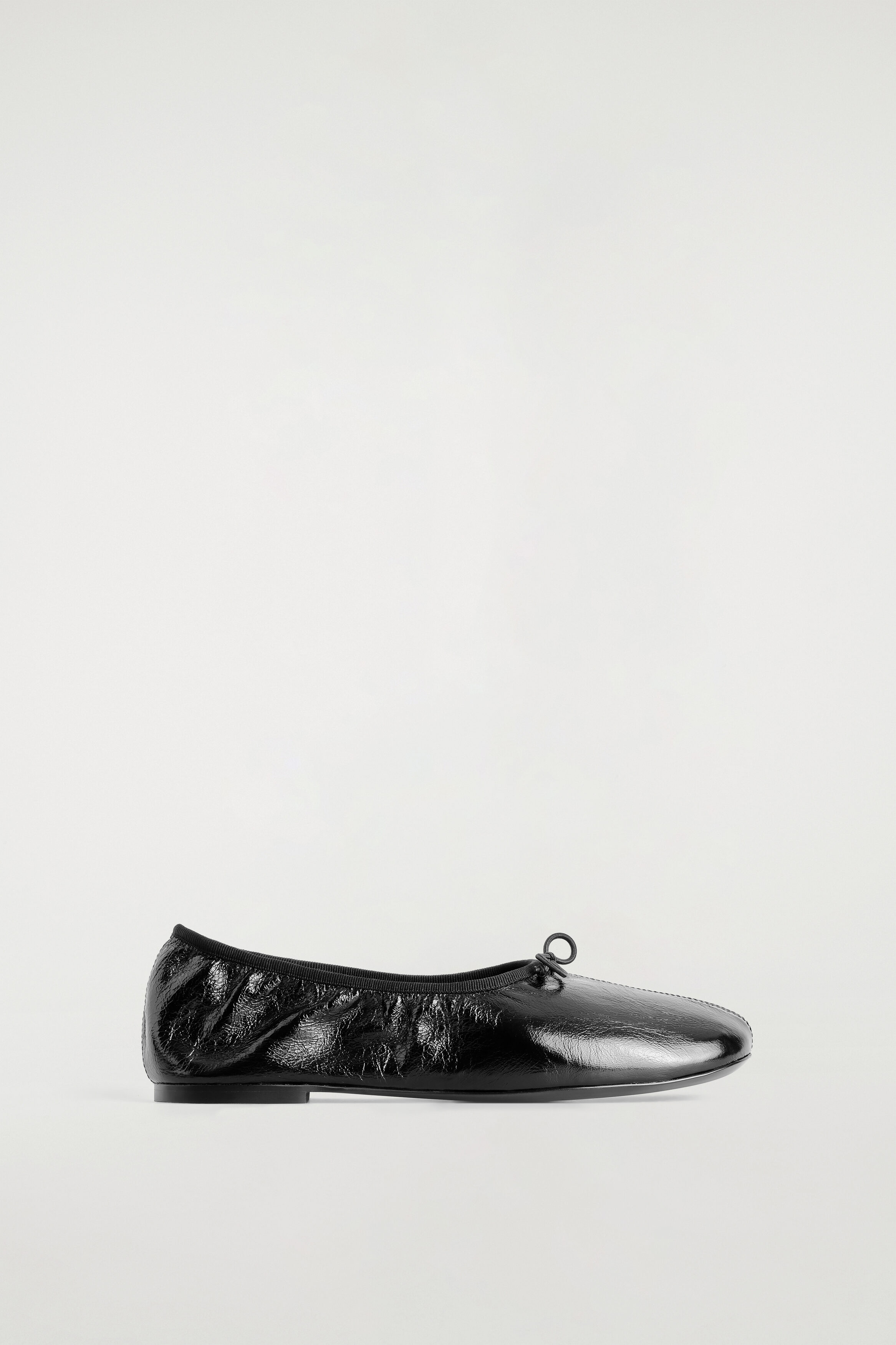 Crinkled Patent-Leather Ballet Flats