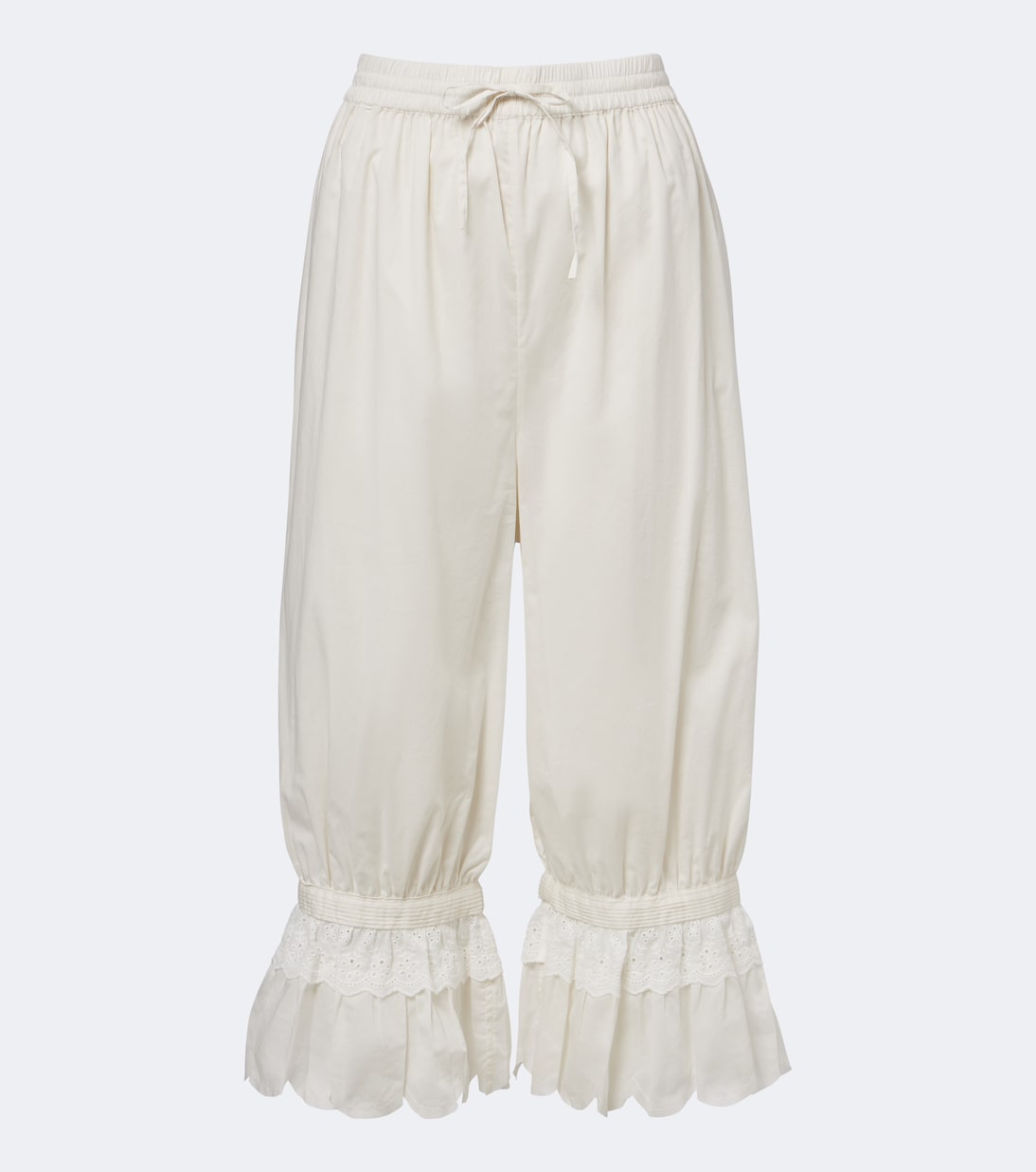 Renzo Embroidered Cotton Voile Pants in White - Staud