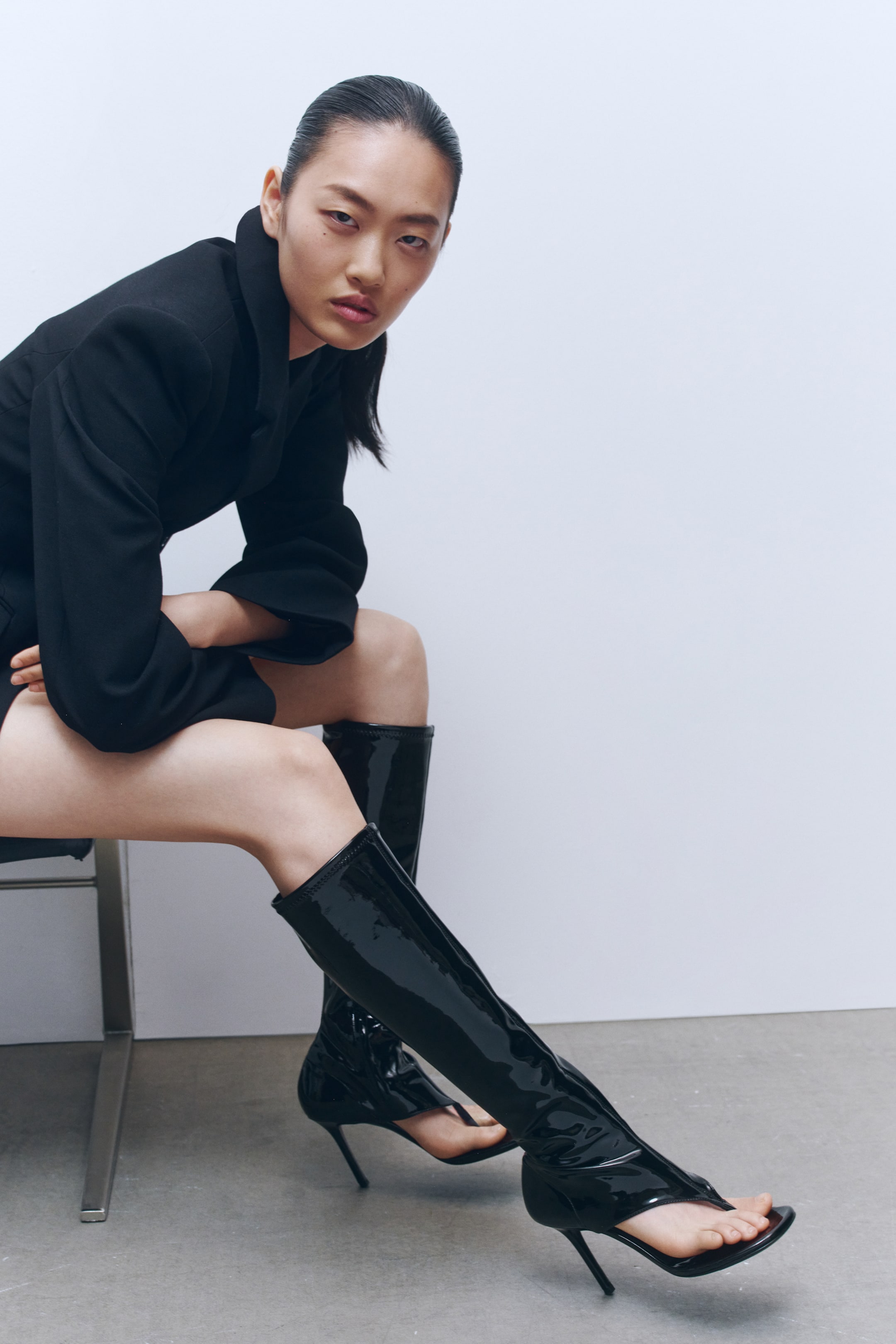 Cutout Leather Sock Boots