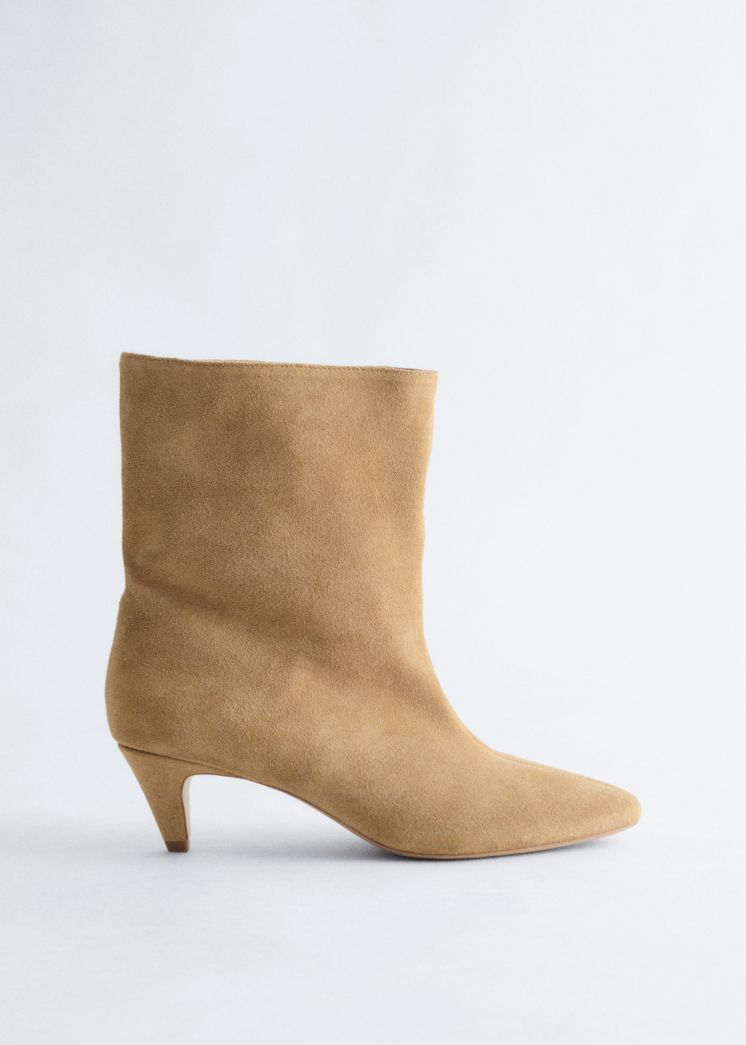 Wide-Shaft Ankle Boots - Beige Suede