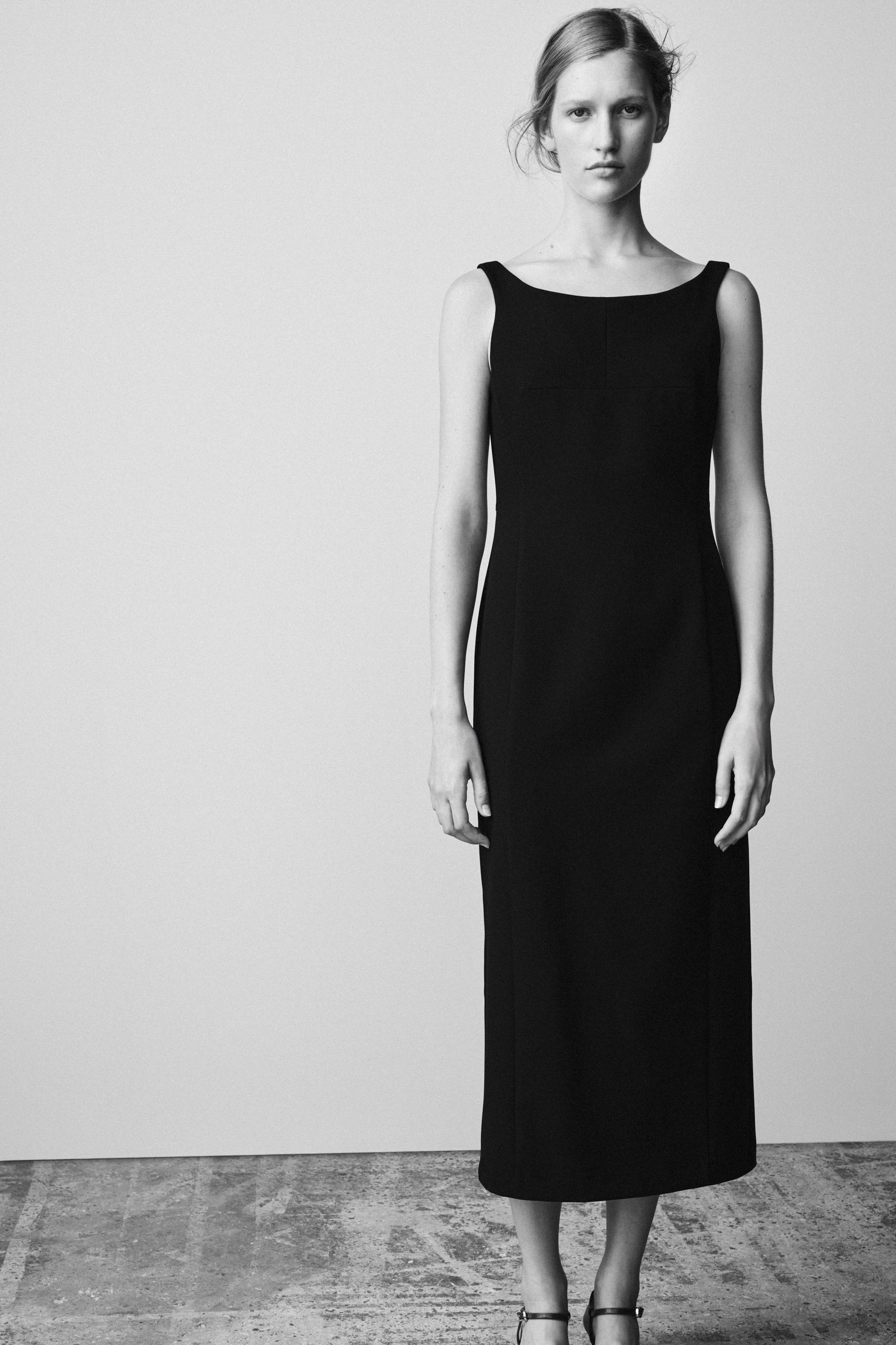 Boat Neck Midi Dress - Black - Xs