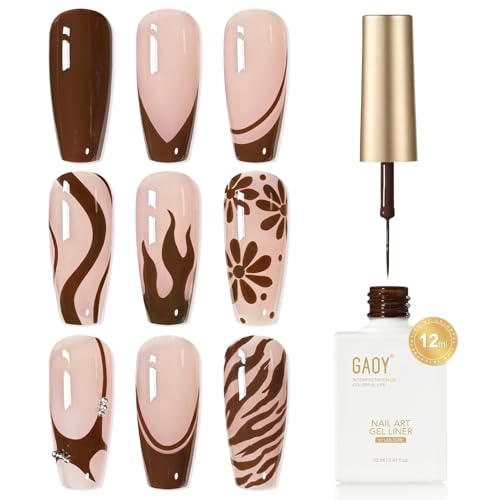 Gaoy Brown Swirl Gel Nail Polish Art Liner, 12ml Dark Brown Color