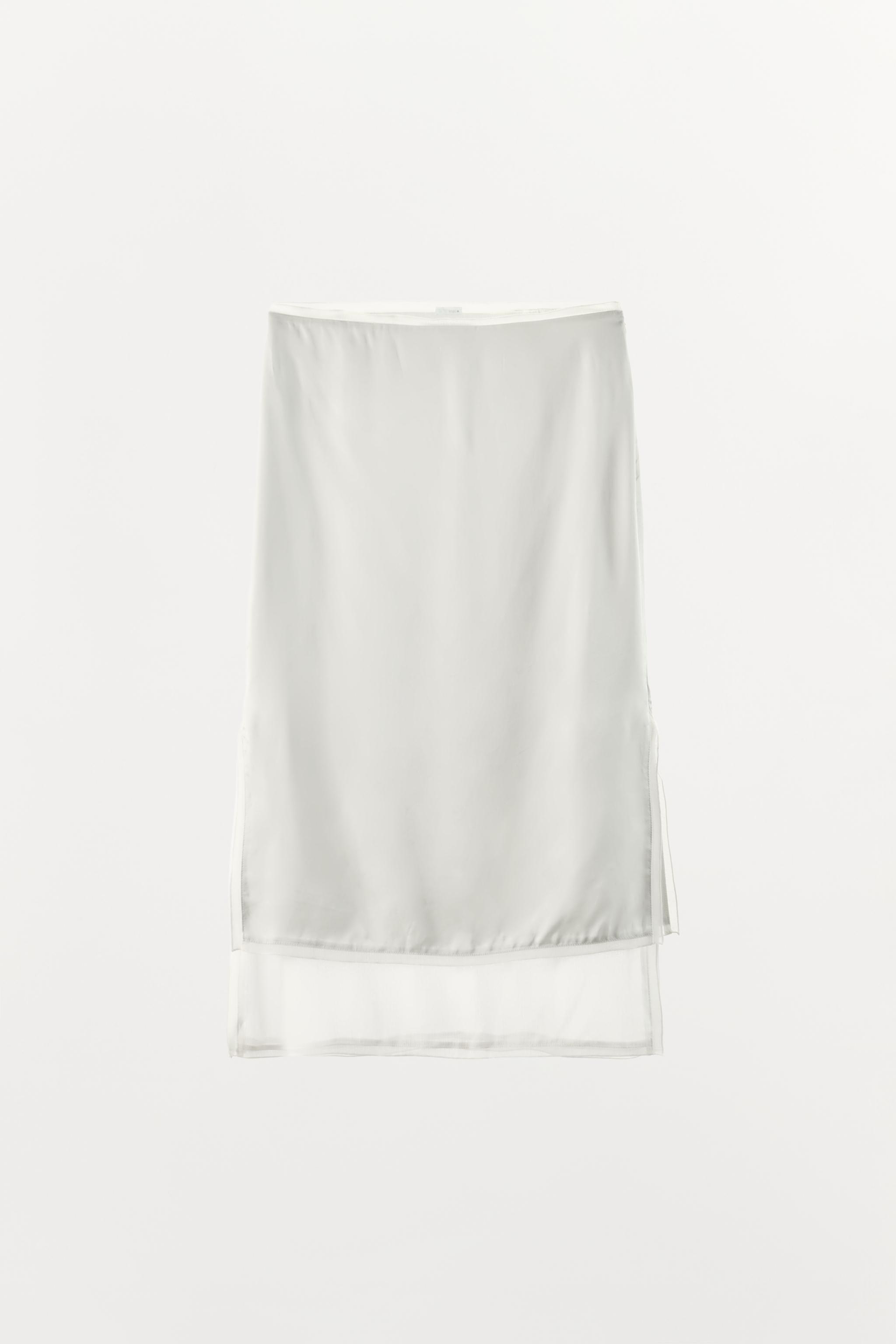 Combined Satin Midi Skirt - Pastel Blue - Xs