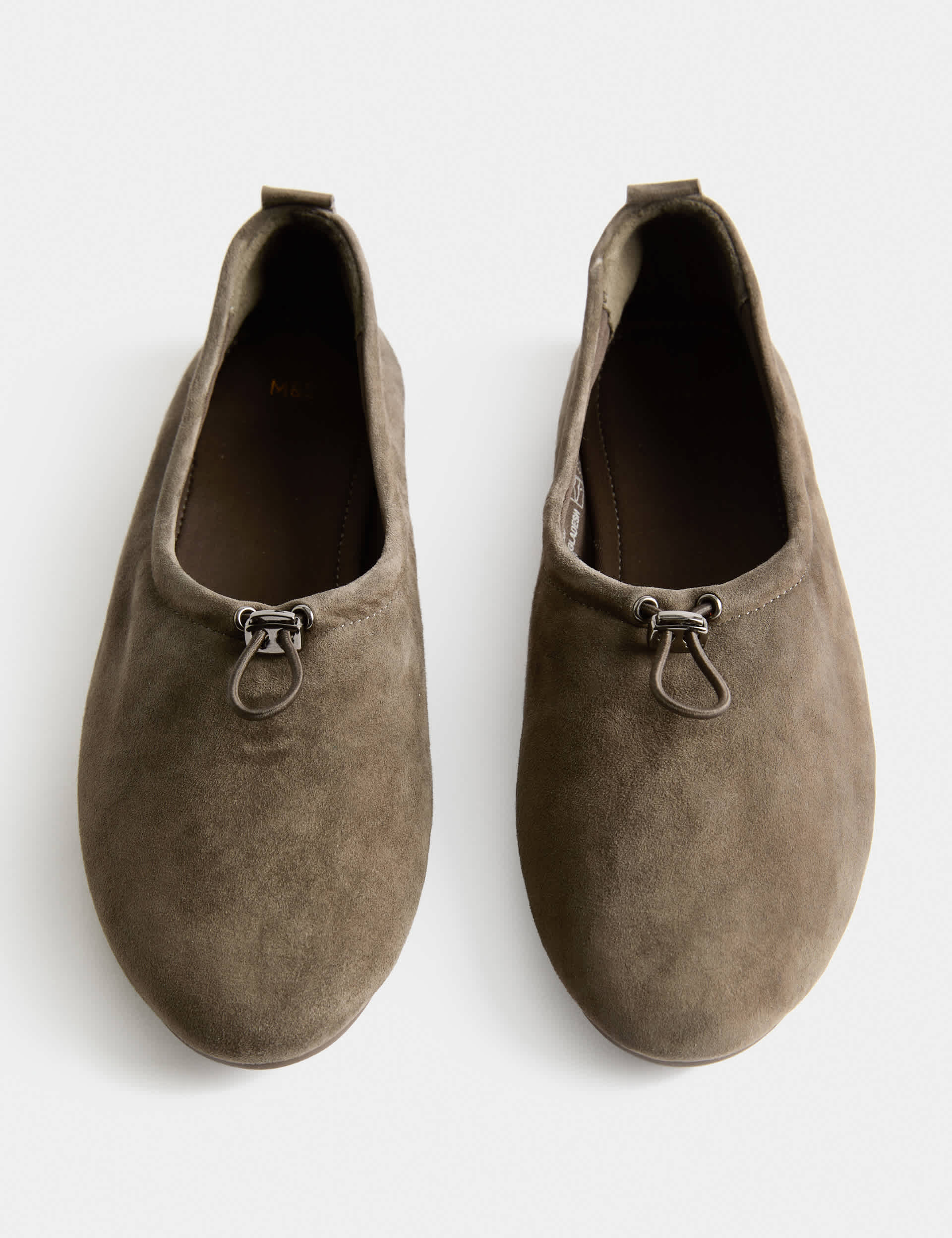 Suede Toggle Cord Flat Ballet Pumps