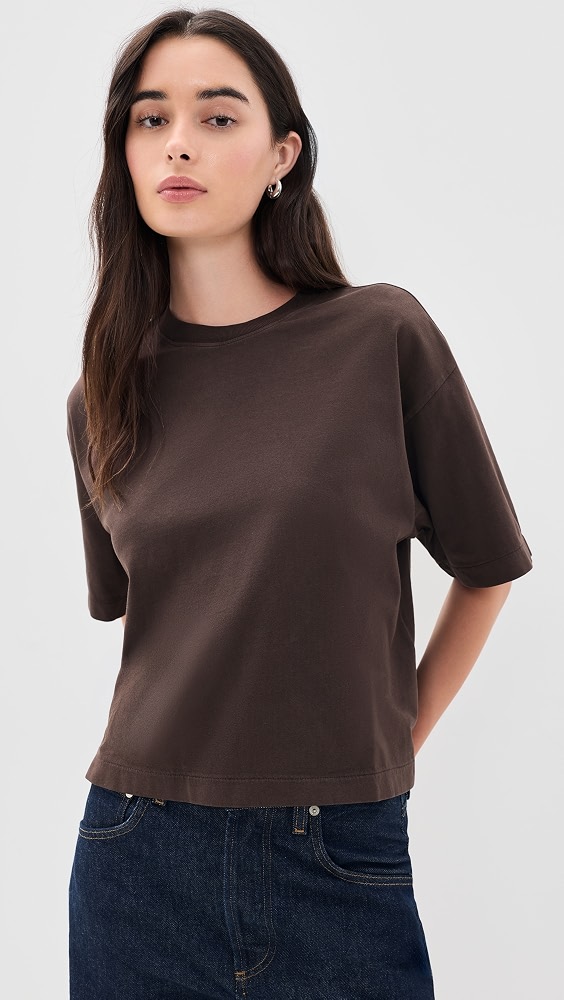The Boxy Crop Tee in Allday Jersey - Dark Chicory