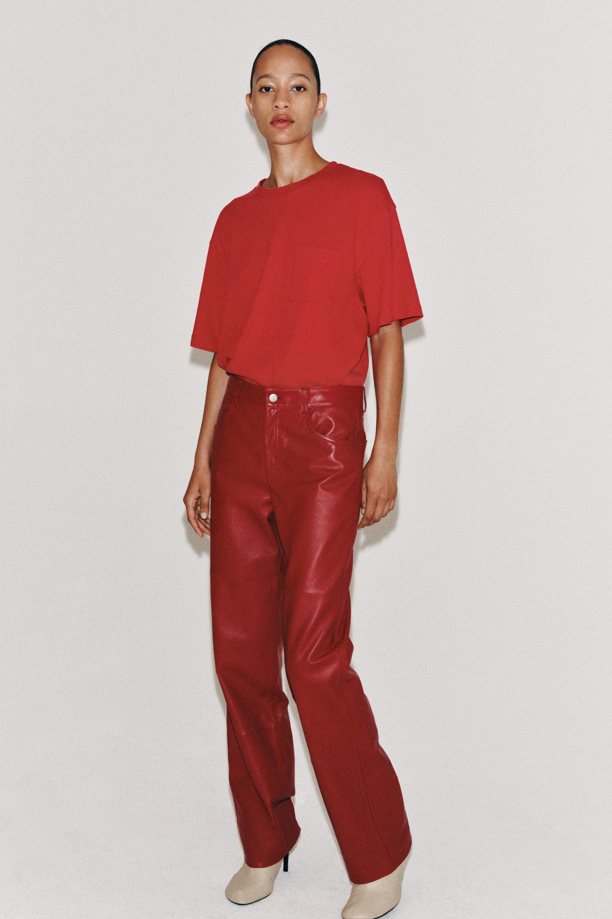 Zw Collection Limited Edition 100% Leather Pants - Red - Xs