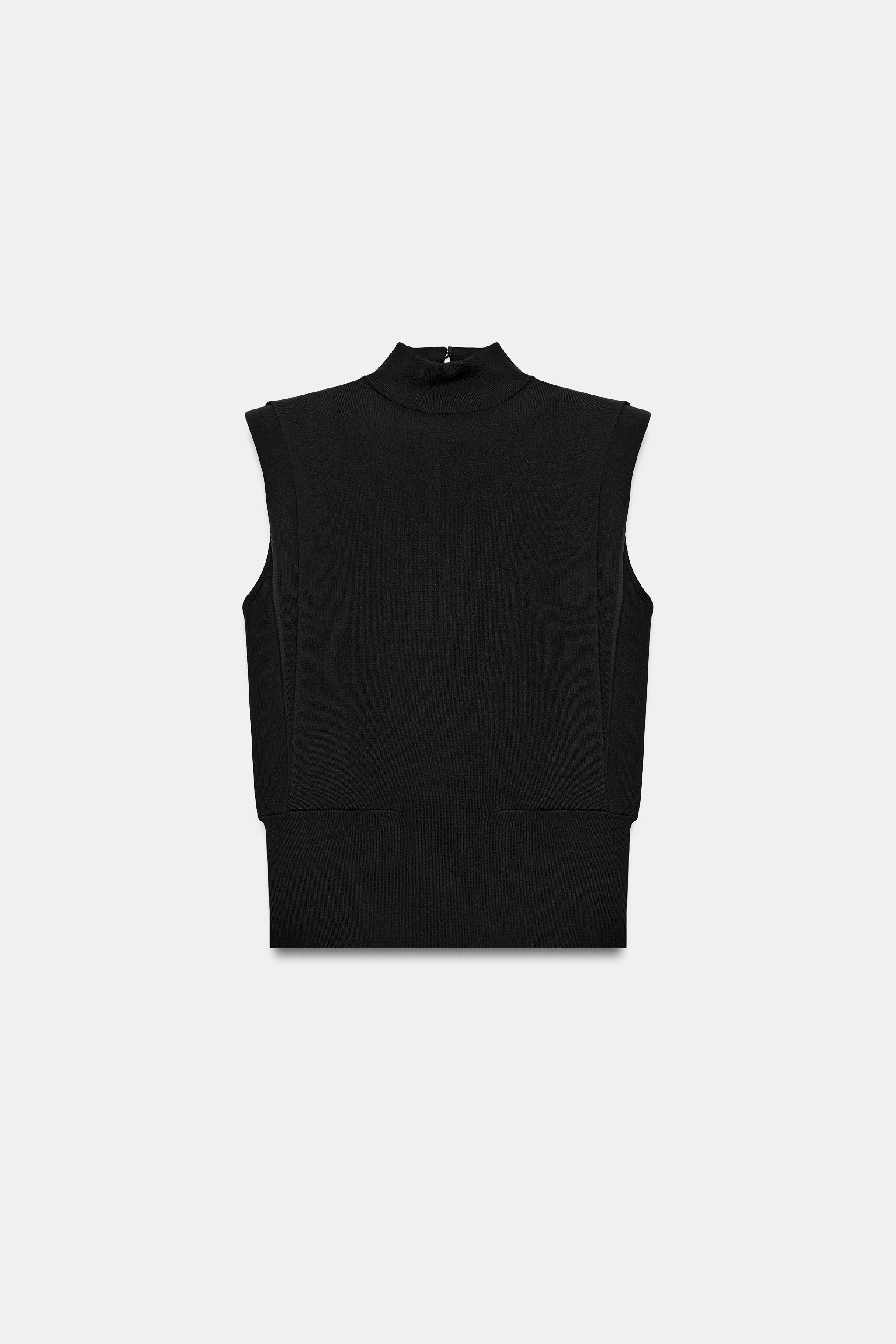 Open Back Knit Top - Black - S