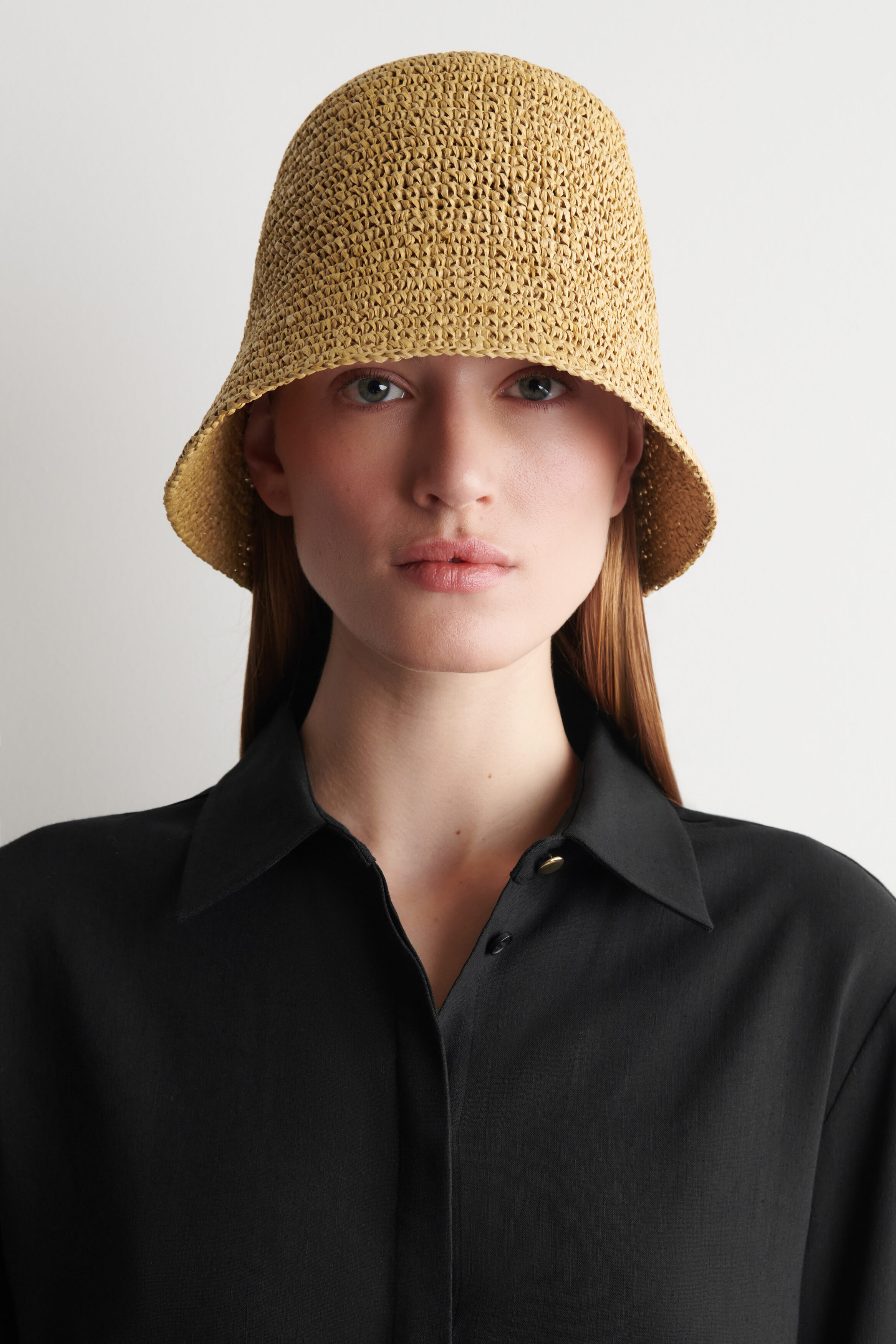 Sculpted Straw Bucket Hat
