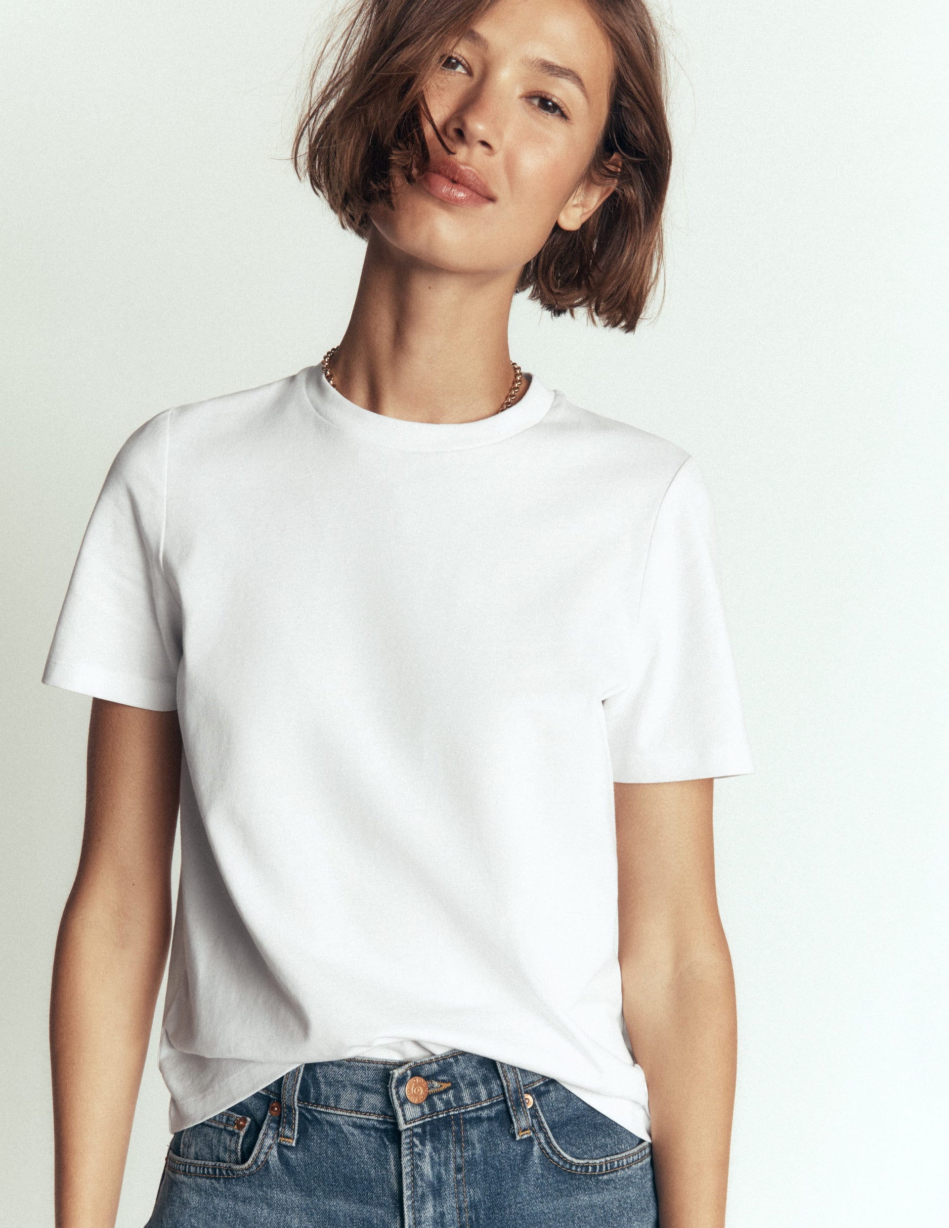 Cotton Crew Neck T-Shirt-White