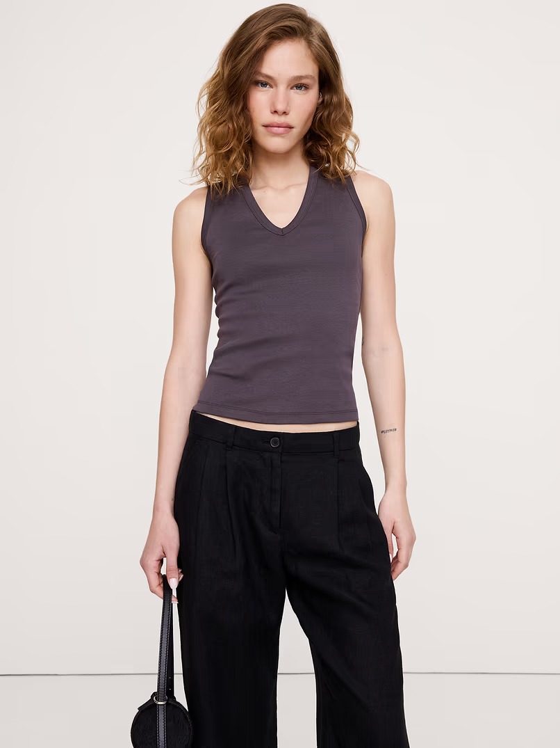 Banana Republic, Minimalist Cotton V-Neck Tank