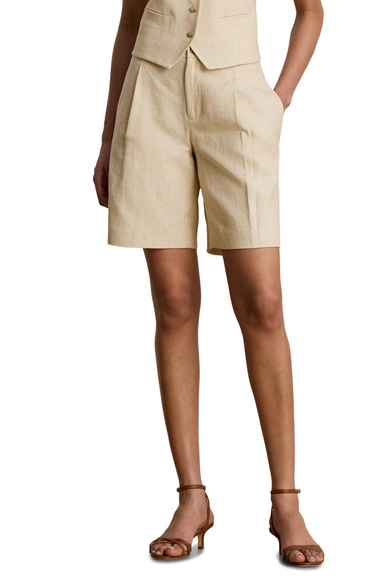 Pleated Linen Blend Shorts