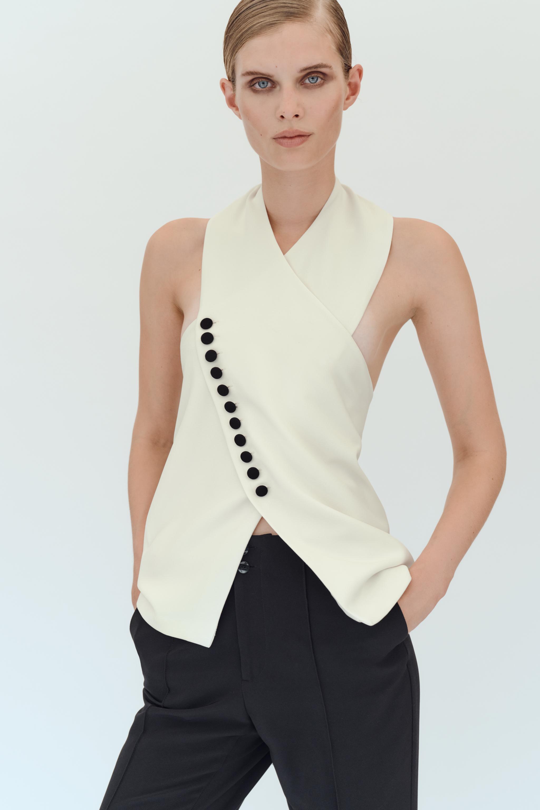 Crossover Halter Vest - Ecru - Xs