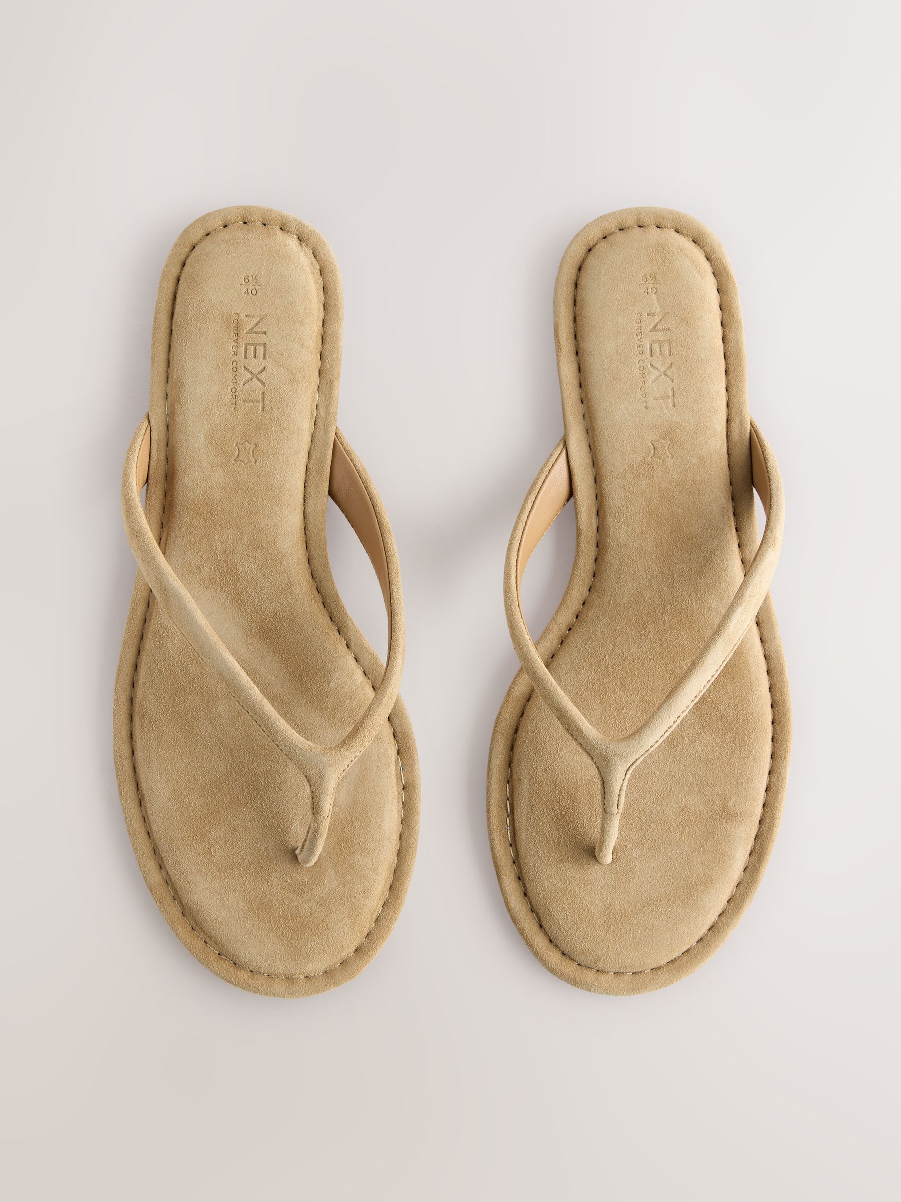 Tan Brown Suede Standard/wide Fit Forever Comfort&reg; Round Toe Leather Thong - Size 3 Eu 35.5