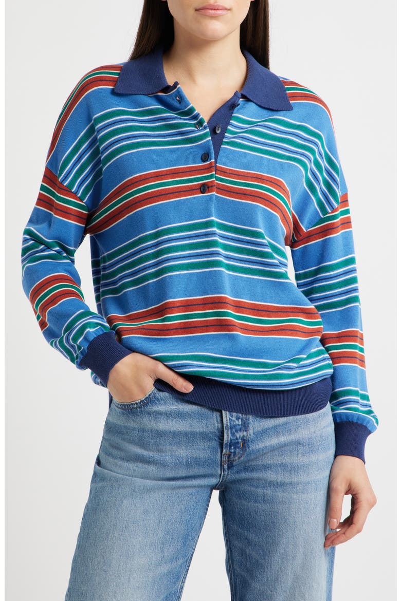 Harlow Oversized Striped Long Sleeve Polo