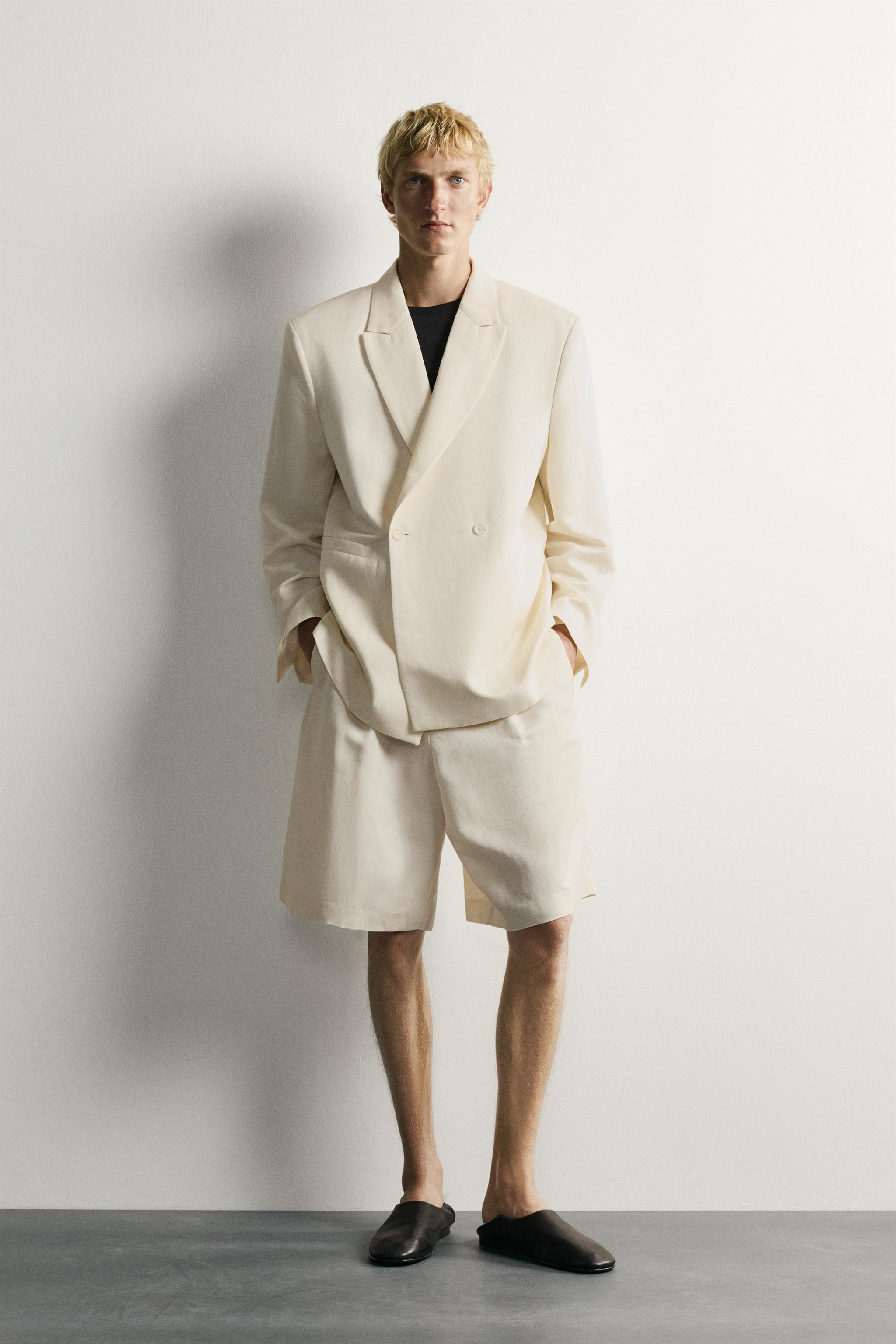 Viscose - Linen Double-Breasted Blazer - Oyster-White - 36 (us 36)