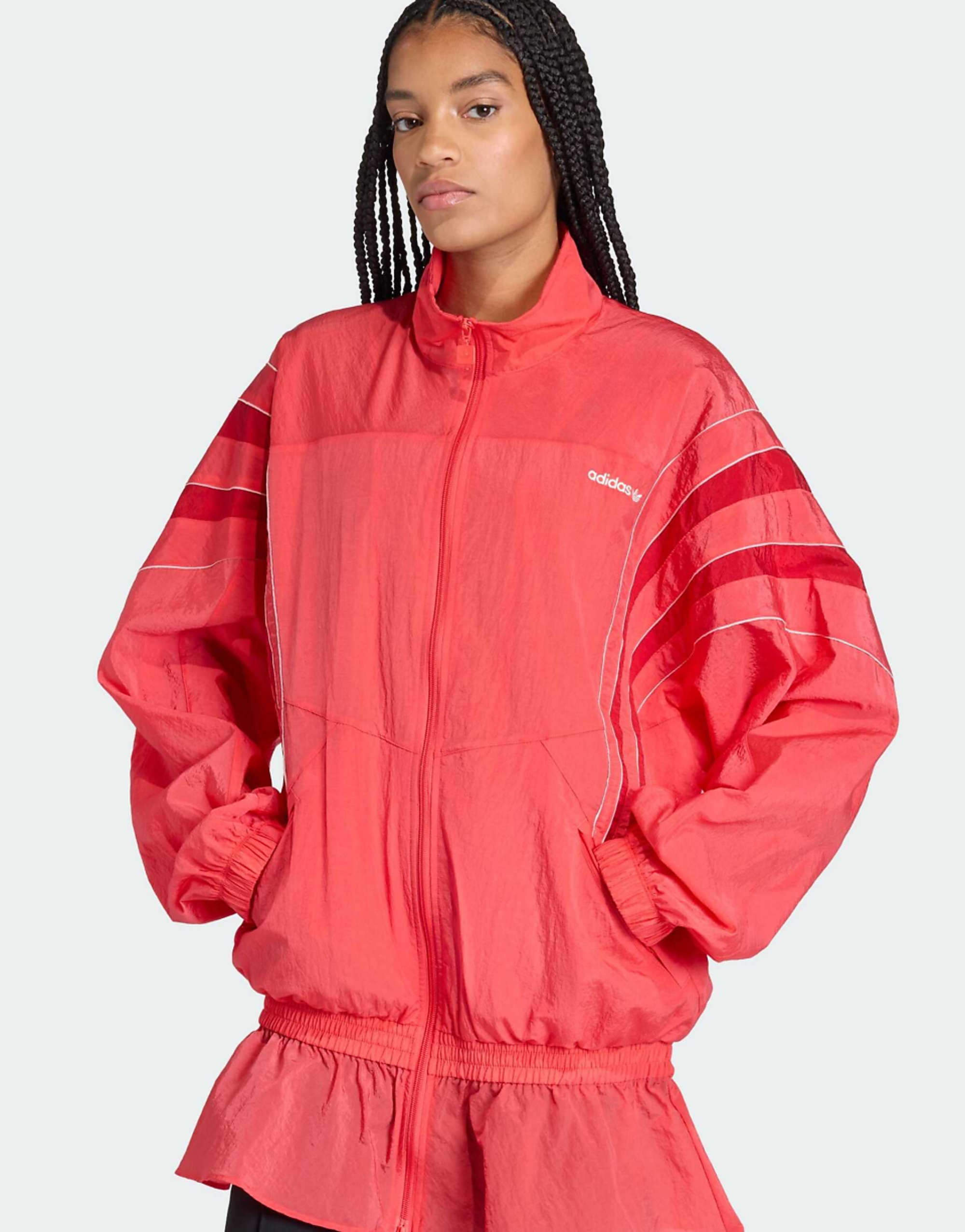 Adidas Originals Santiago Woven Track Top in Semi Lucid Red