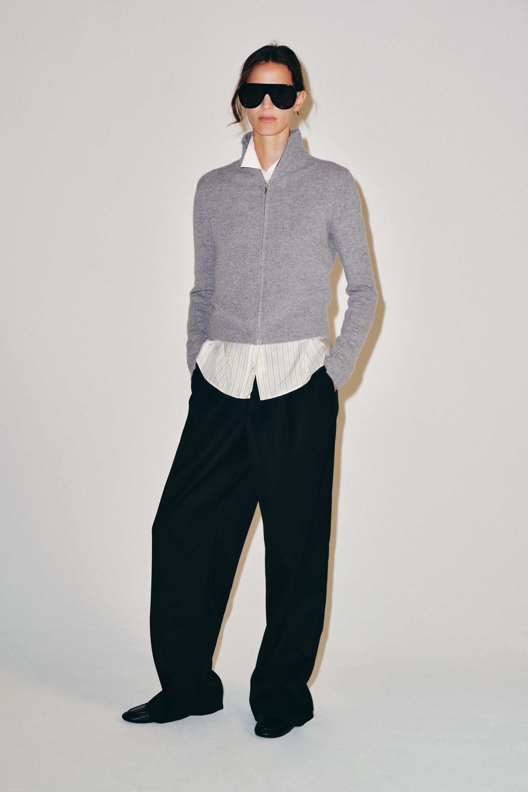 100% Wool Zip-Up Jacket - Gray - S