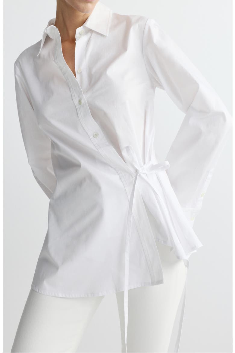 Agnes Side Tie Cotton Button-Up Shirt