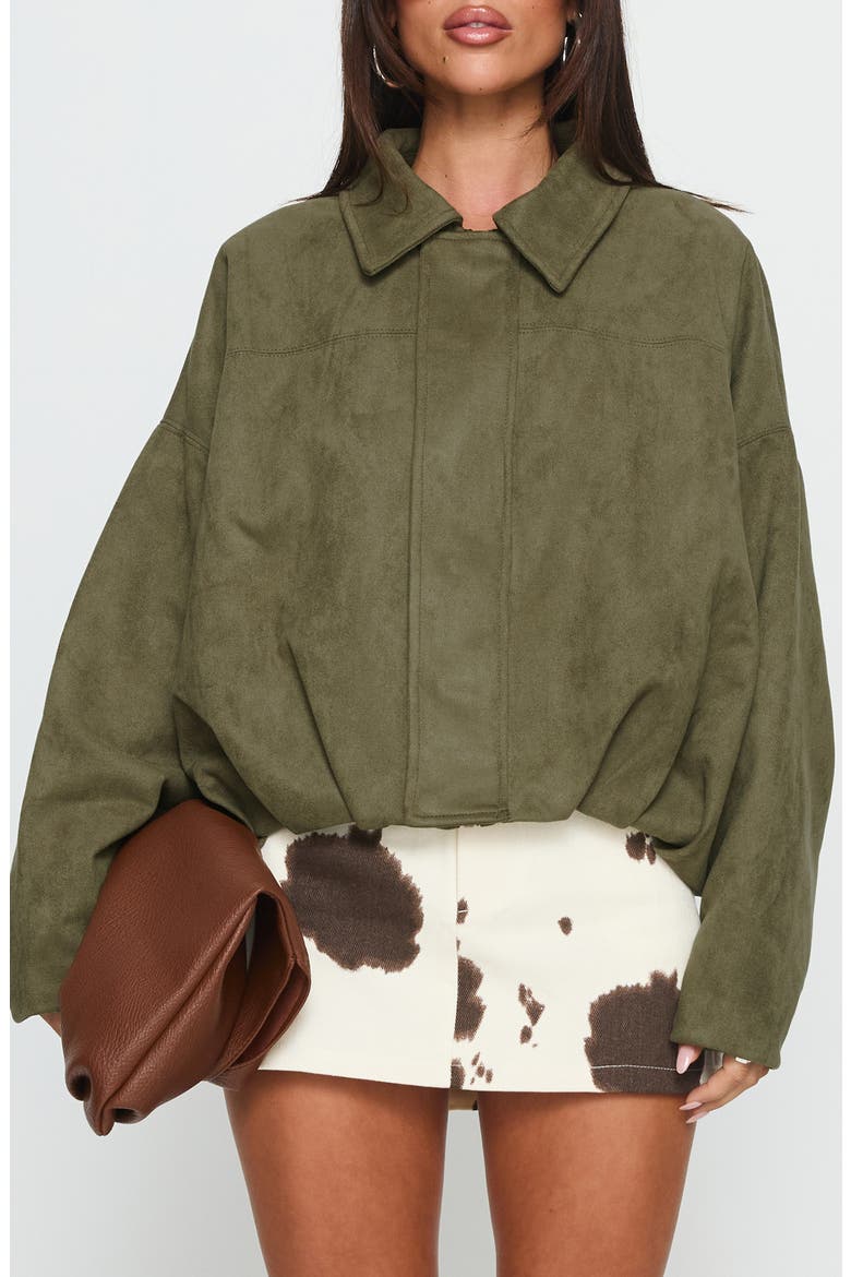 Enlightened Faux Suede Bomber Jacket