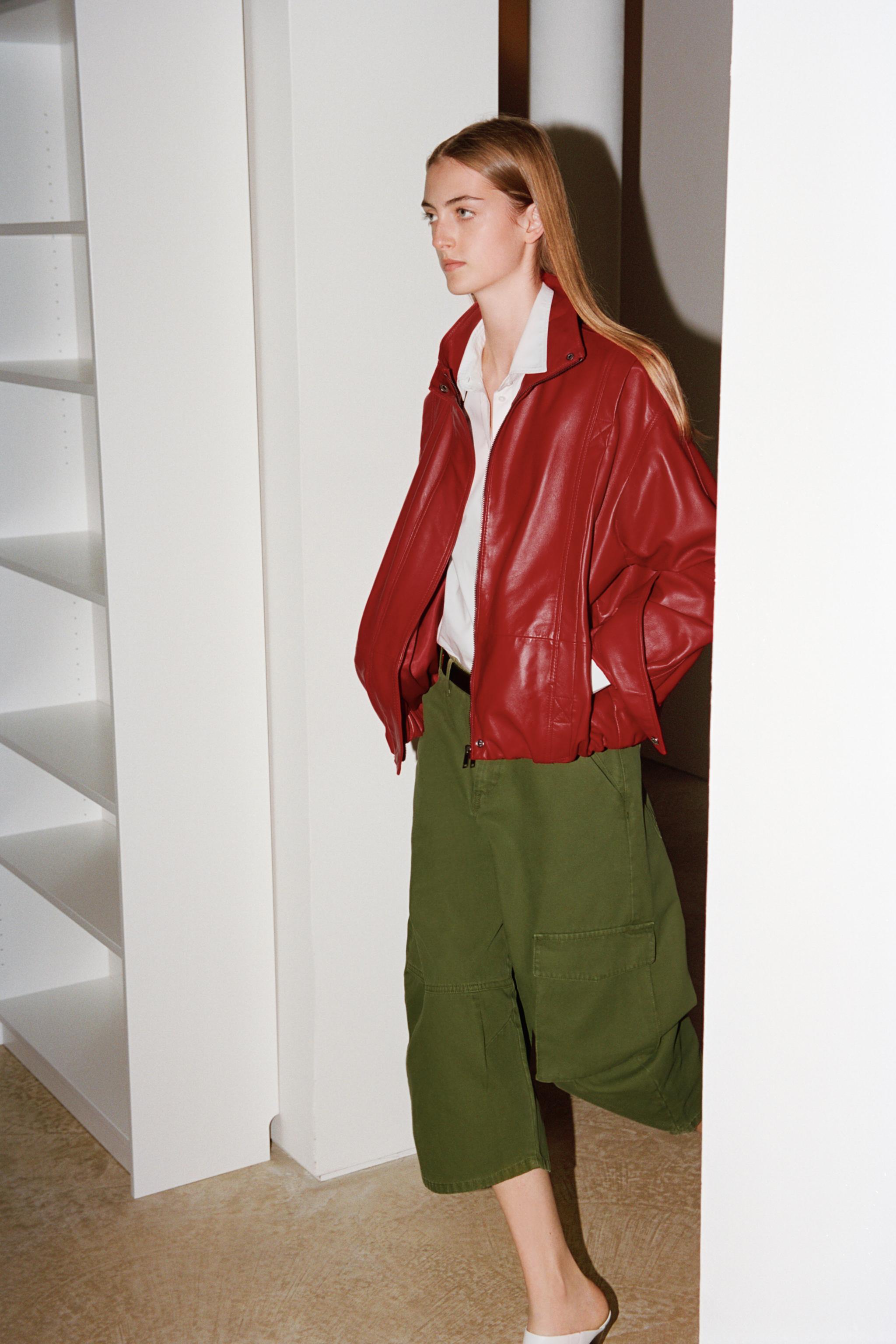 Zw Collection Leather Jacket - Red - Xs