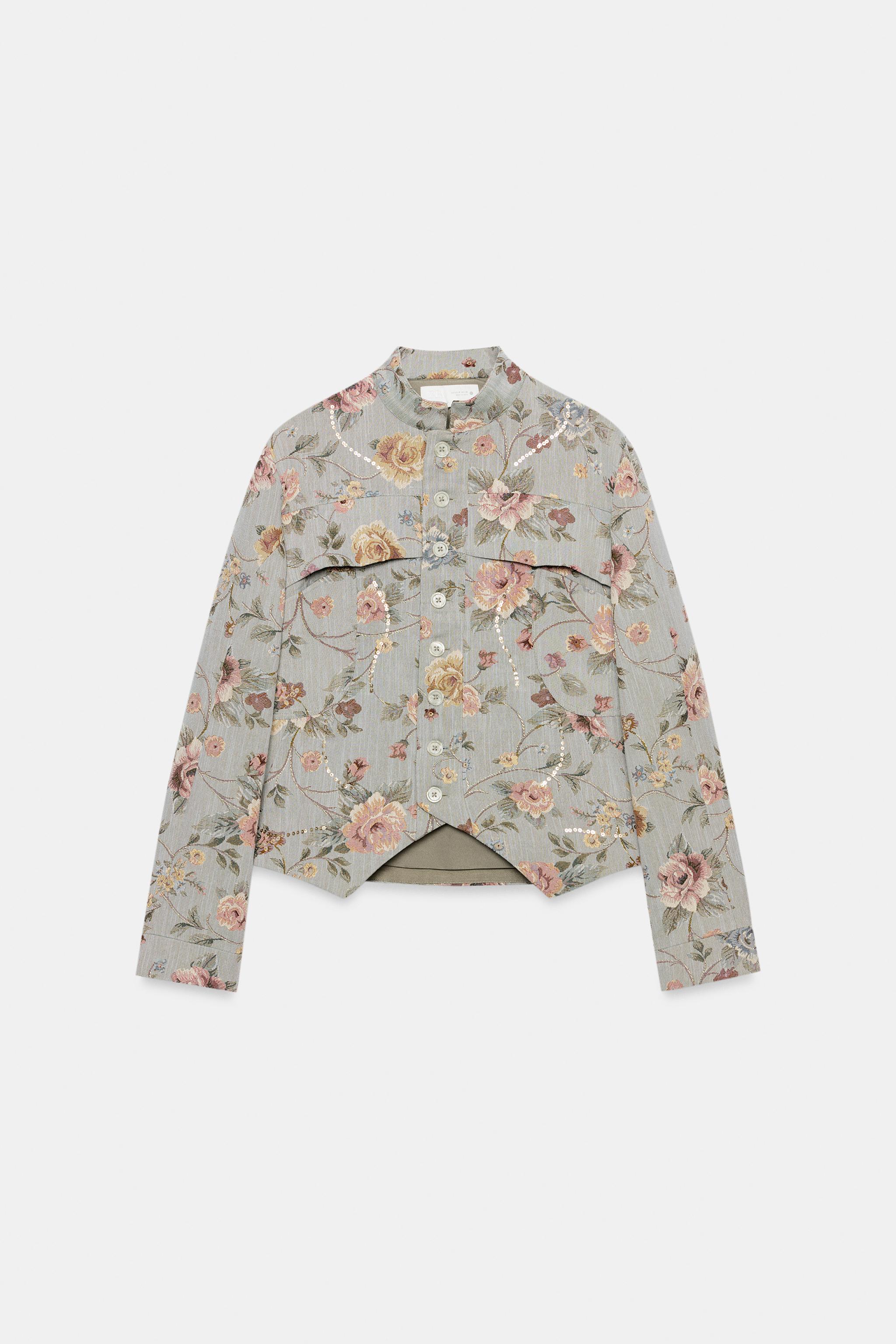 Zw Collection Jacquard Blazer - Light Blue Marl - Xs