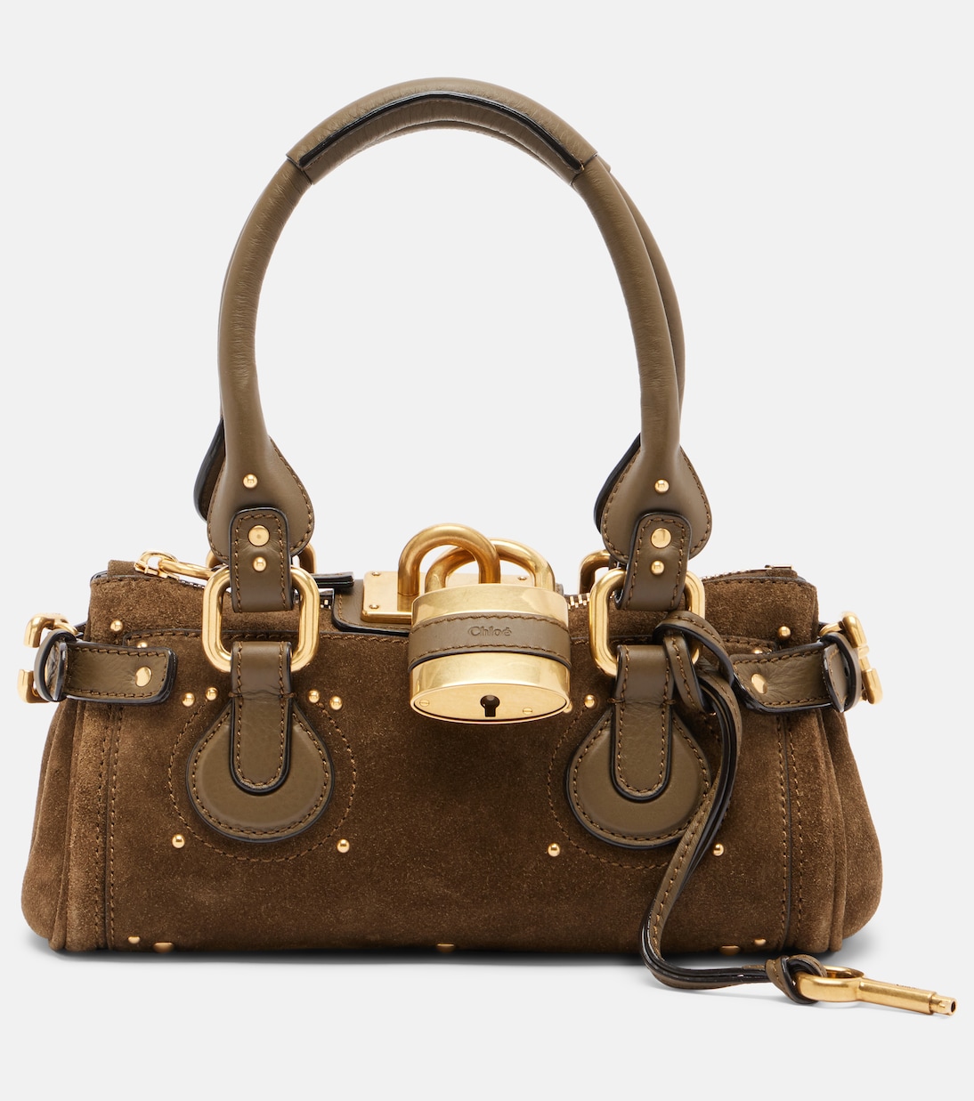 Paddington Small Suede Shoulder Bag in Green - Chloe