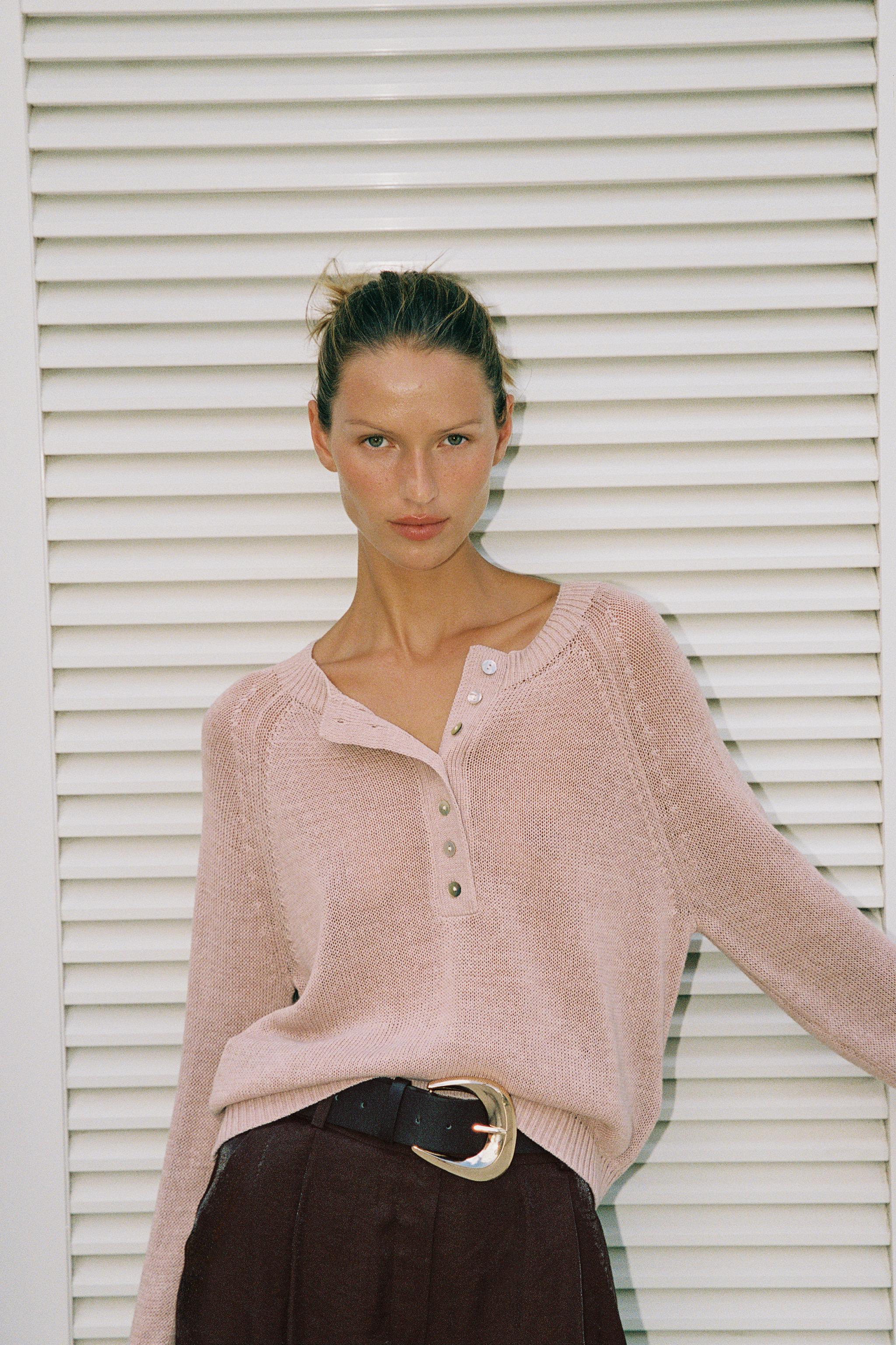 Button-Up Knit Jumper - Pink - S