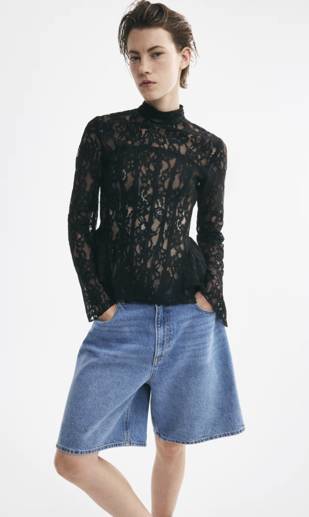 H&M , Lace peplum top
