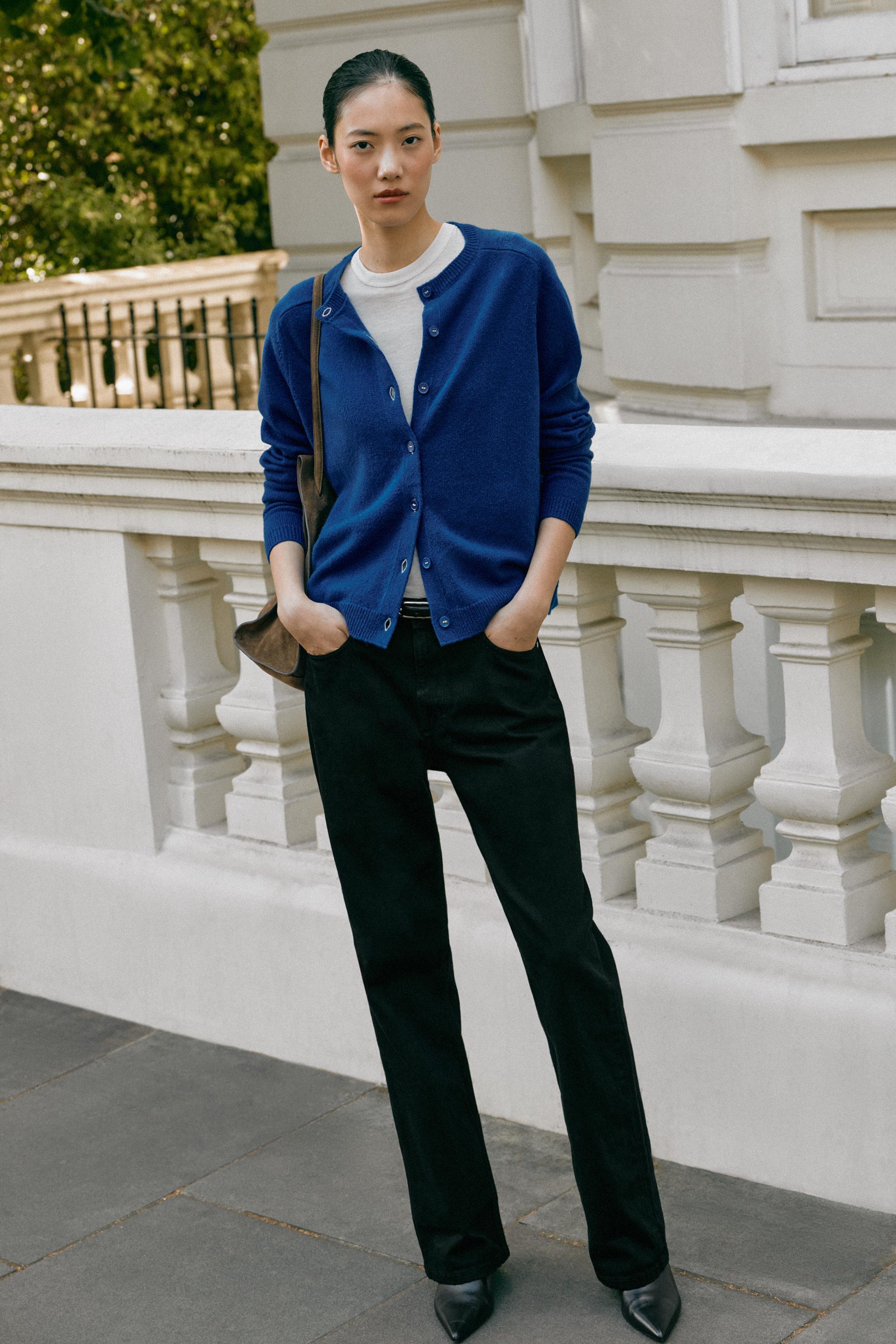 100% Wool Knit Jacket - Bluish - S