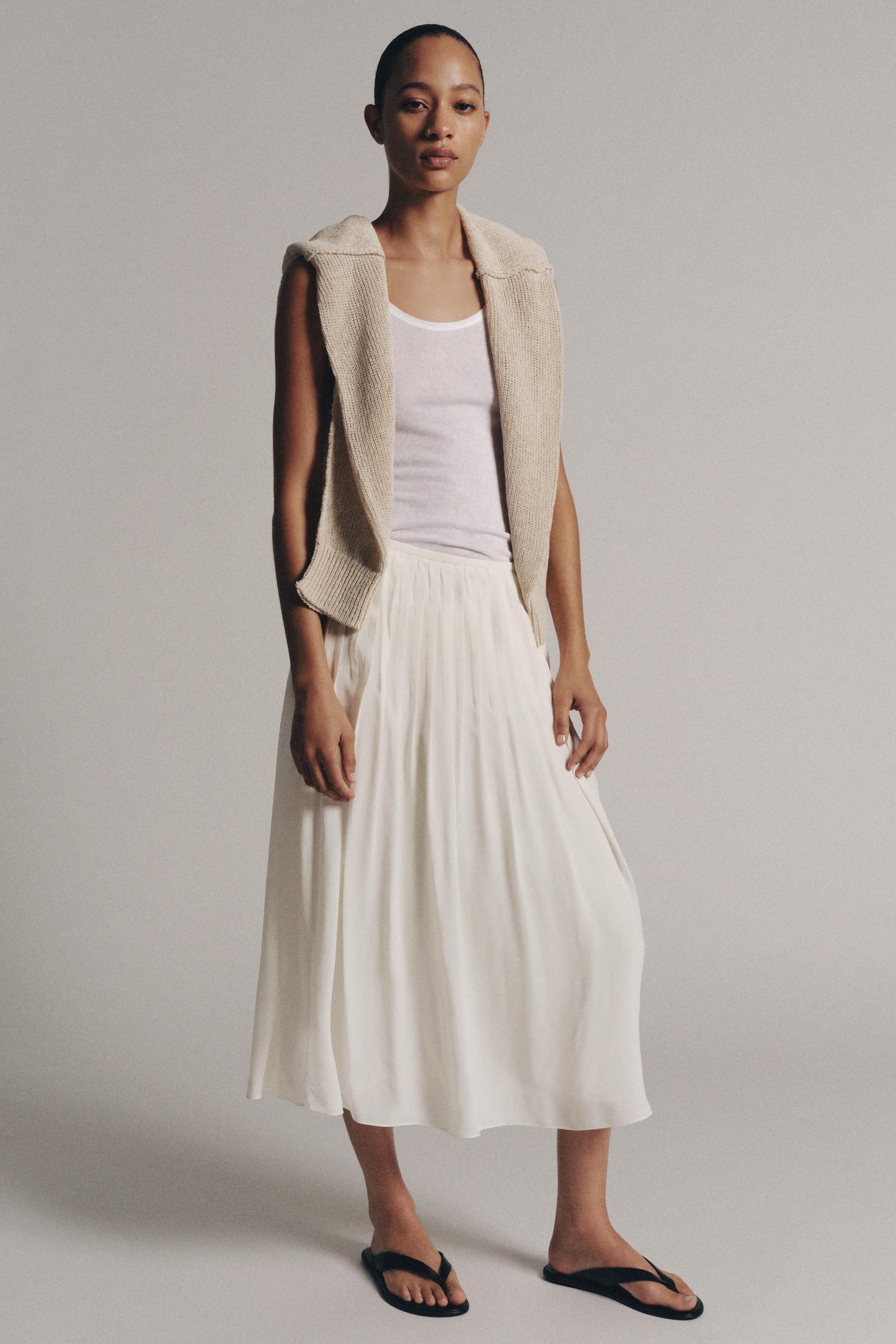 Zw Collection Pleated Skirt - Ecru - Xs