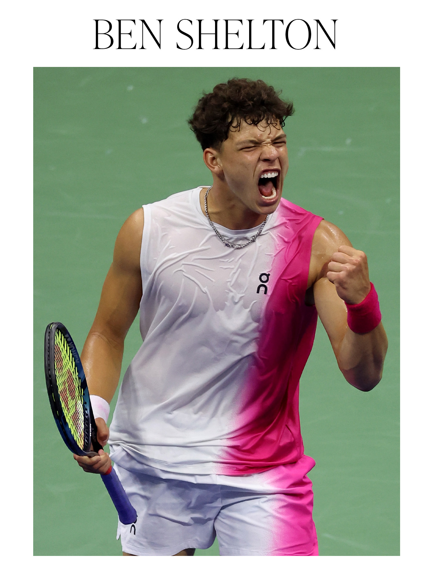 Ben Shelton celebrates a point against Novak Djokovic during their Men's Singles Semifinal match on Day 12 of the 2023 US Open at the USTA Billie Jean King National Tennis Center.