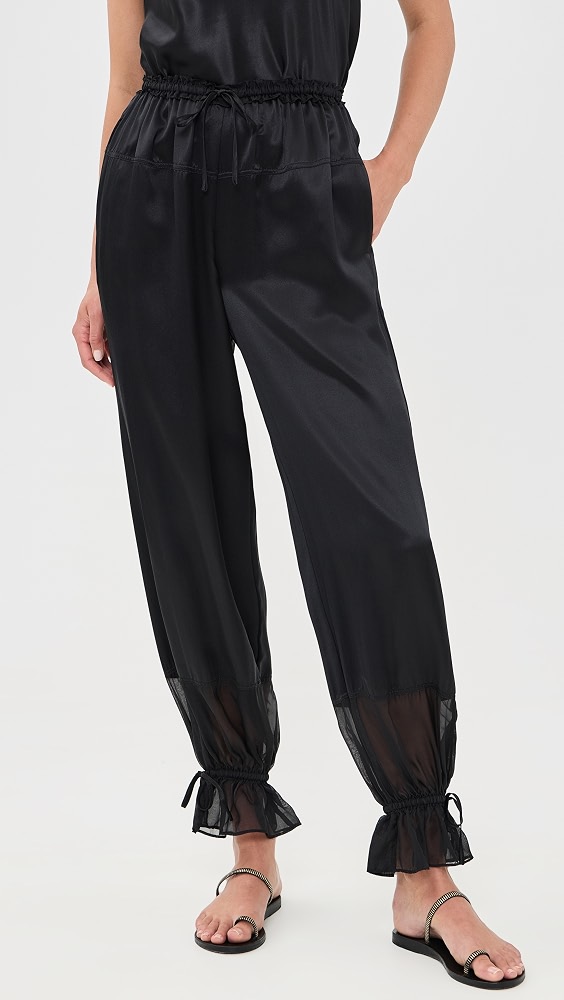 Camile Silk Cinched Pants - Noir