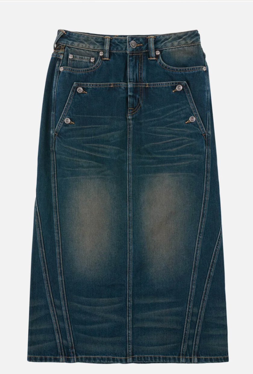 EVISU, Water-Marble Brocade Maxi Skirt