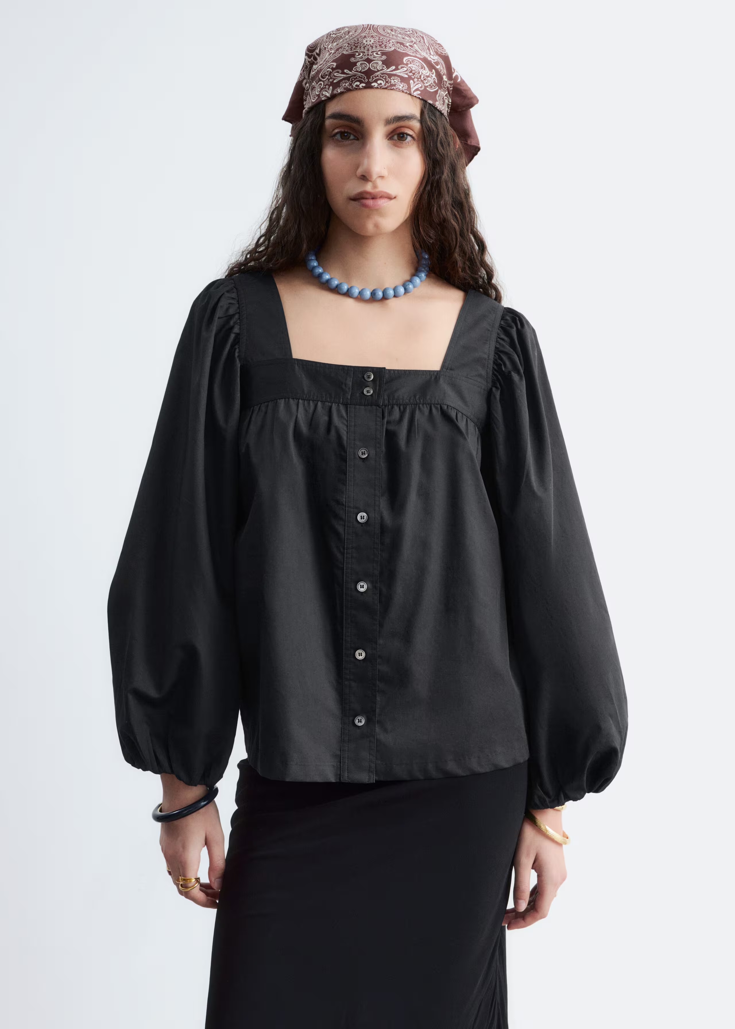 & Other Stories, Cotton Square-Neck Blouse