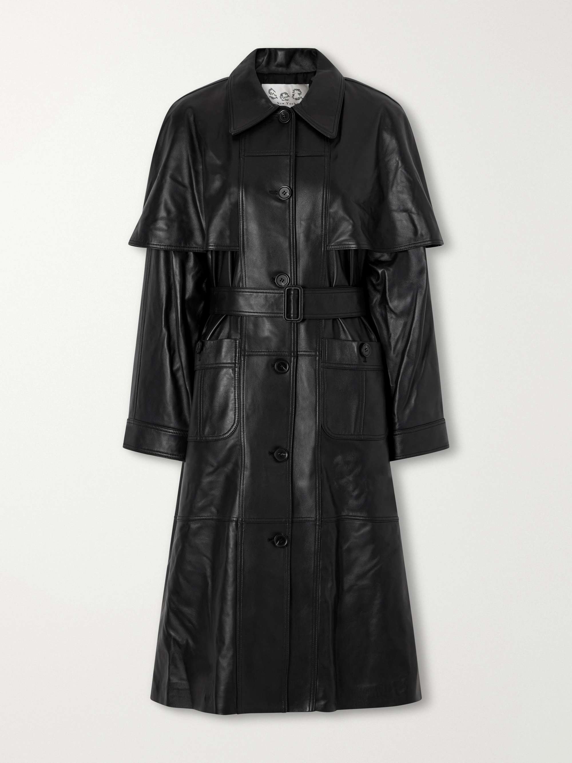 Caitlin Belted Leather Trench Coat