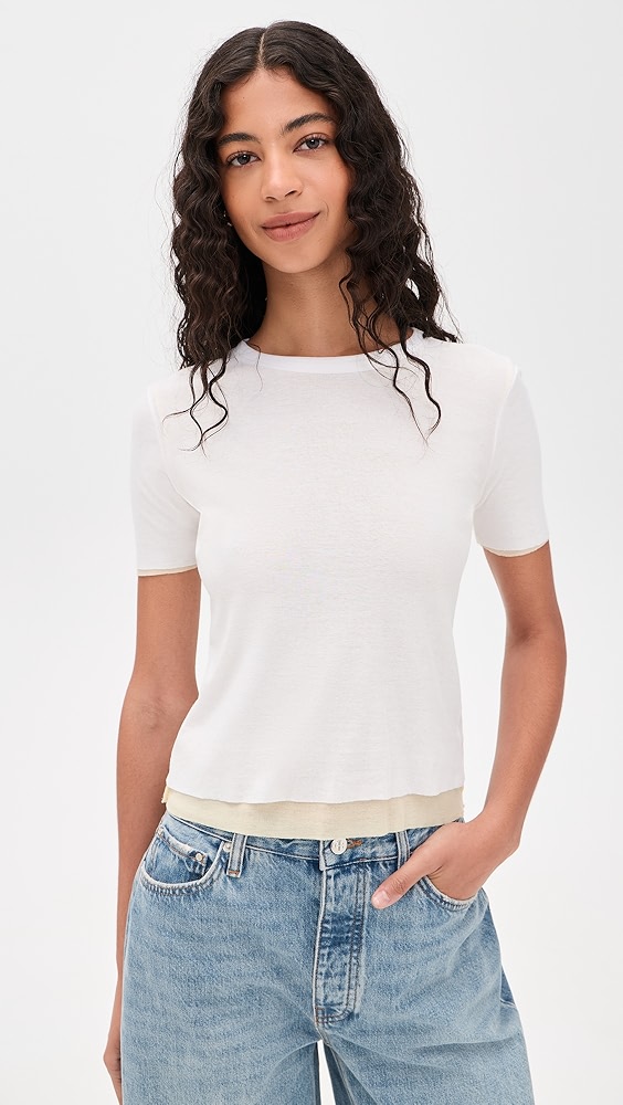 Double Tee - White/pale Yellow