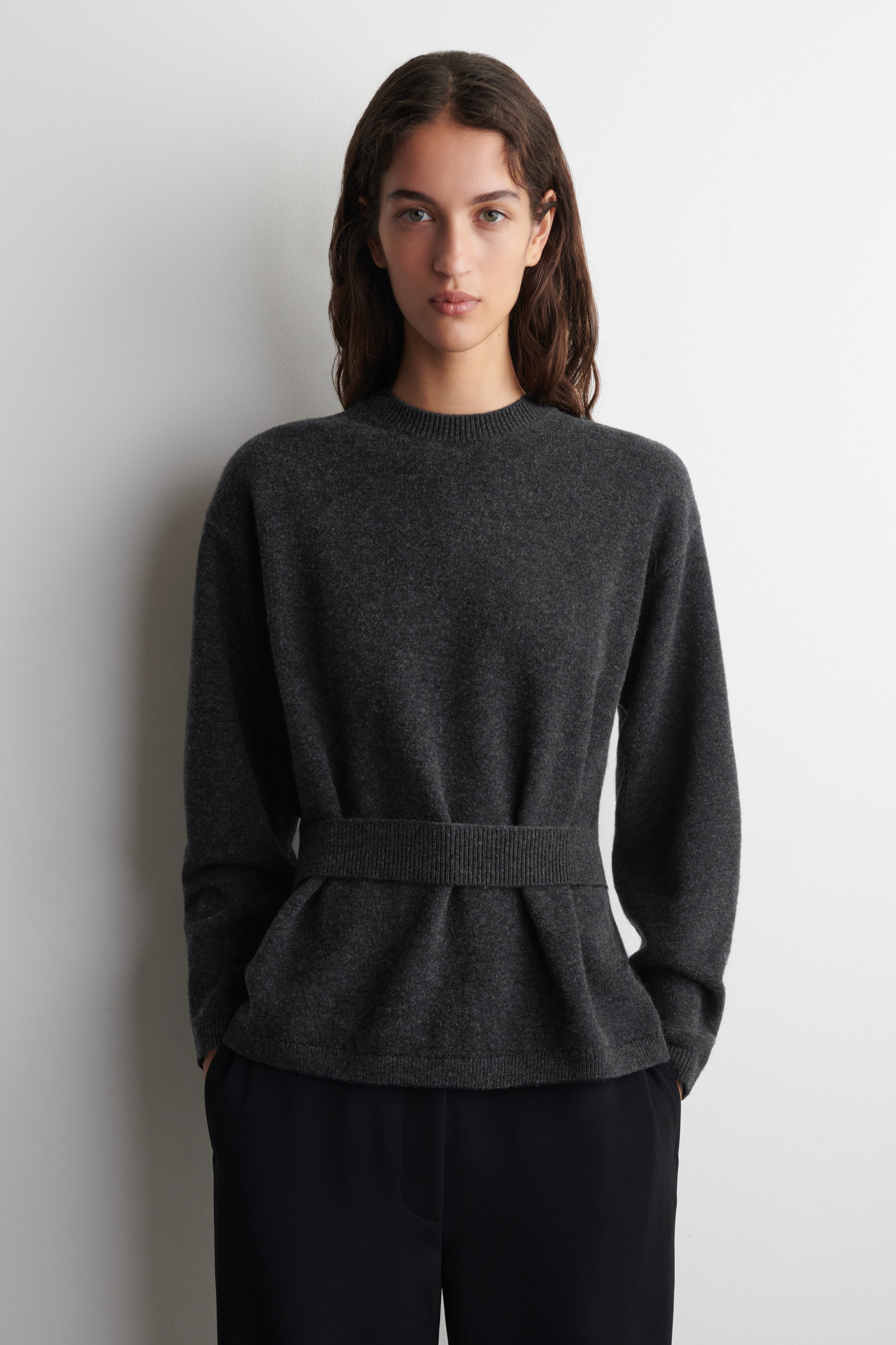 Belt-Detail Merino Wool Sweater