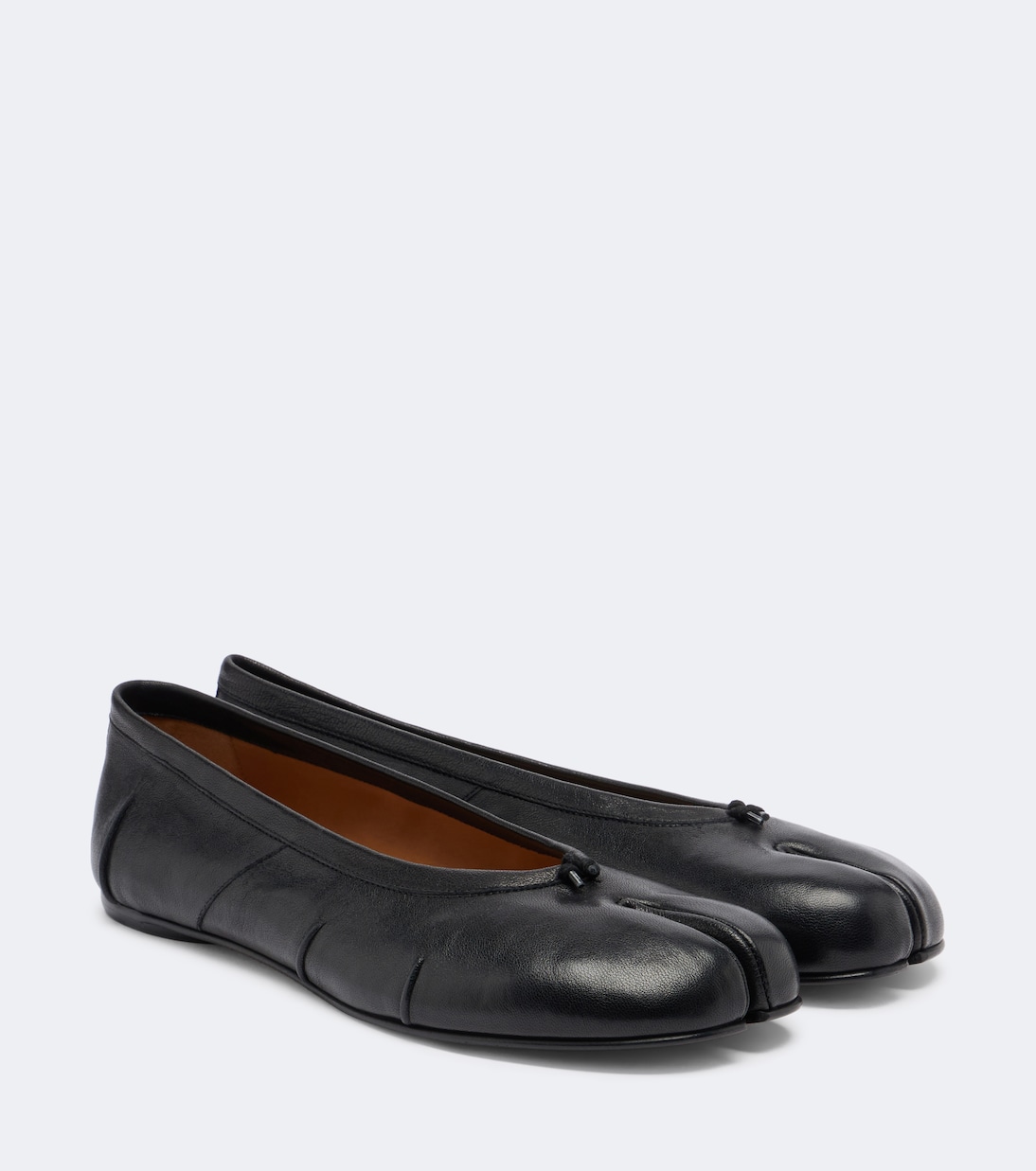 Tabi Leather Ballet Flats in Black - Maison Margiela