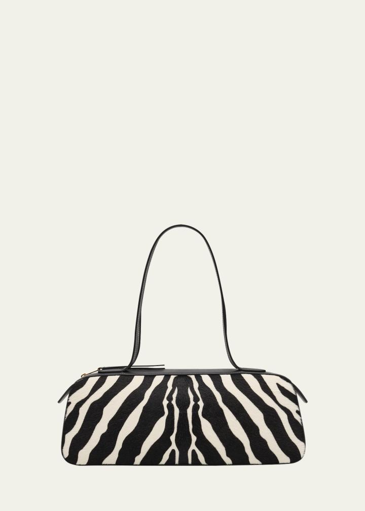 Simona Zebra-Print Calf Hair Shoulder Bag