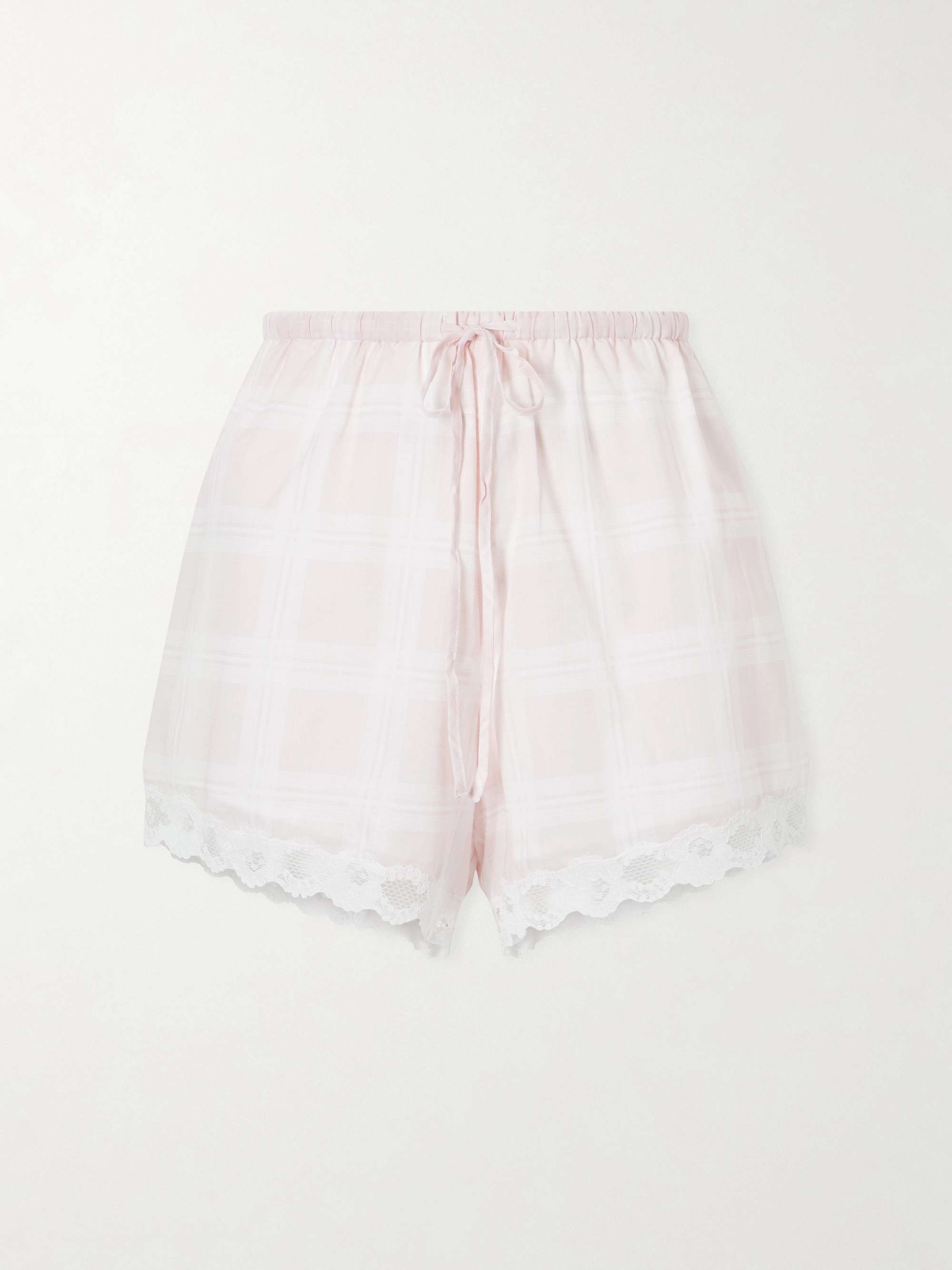 Marilyn Lace-Trimmed Checked Cotton Shorts