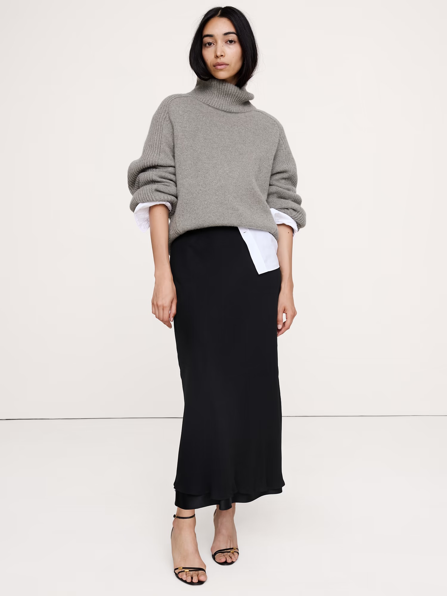 Banana Republic, Layered Georgette-Satin Maxi Skirt