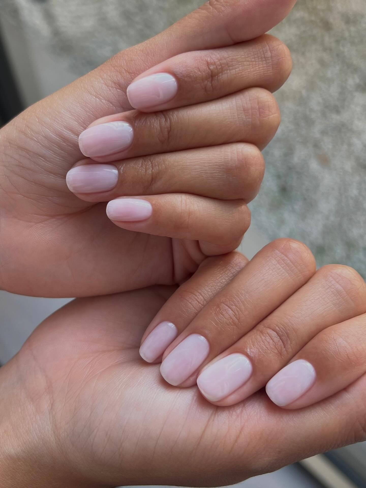 a sheer pink linen nail look