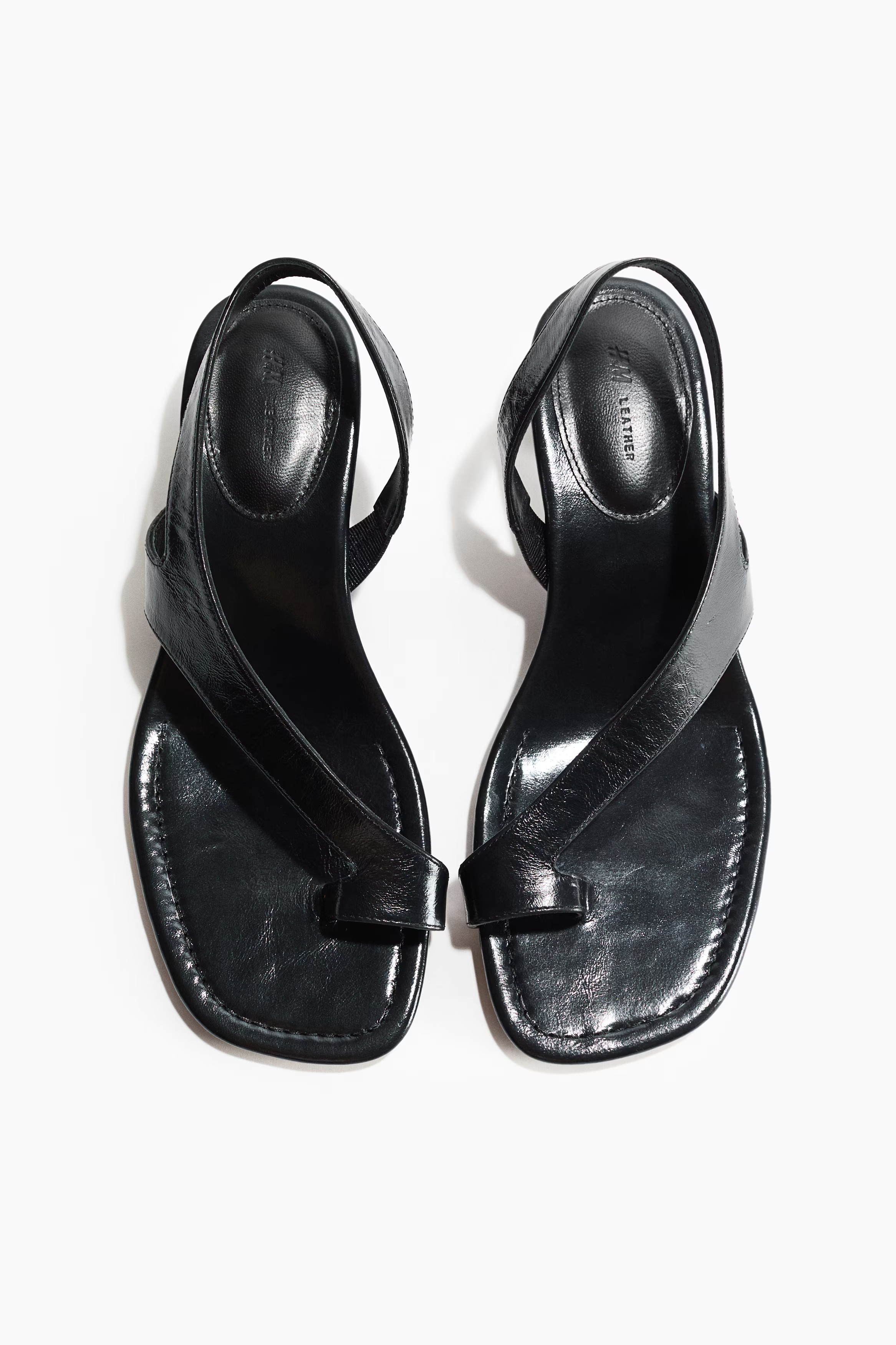 H&M, Kitten-Heeled Leather Sandals