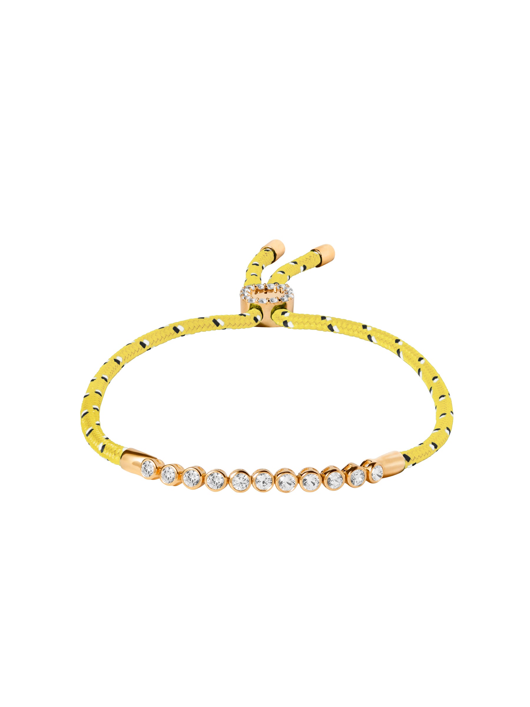 James Bezel Jaune Paracord Anklet in Lab White Sapphire, 18k Gold Vermeil
