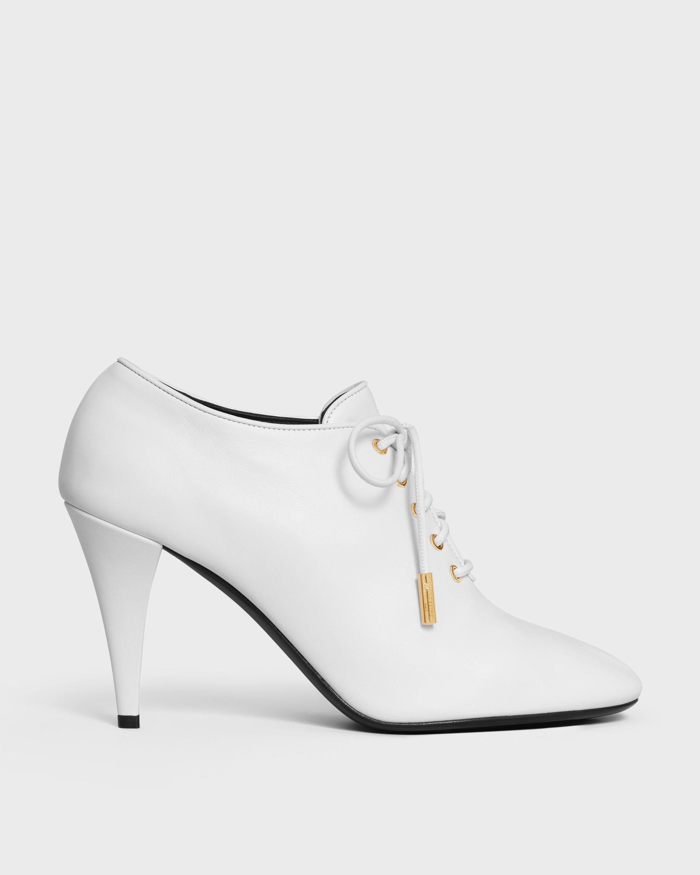 Soft Oxford Lace-Up Heeled Ballerina in Calfskin - Vegetal Tanning