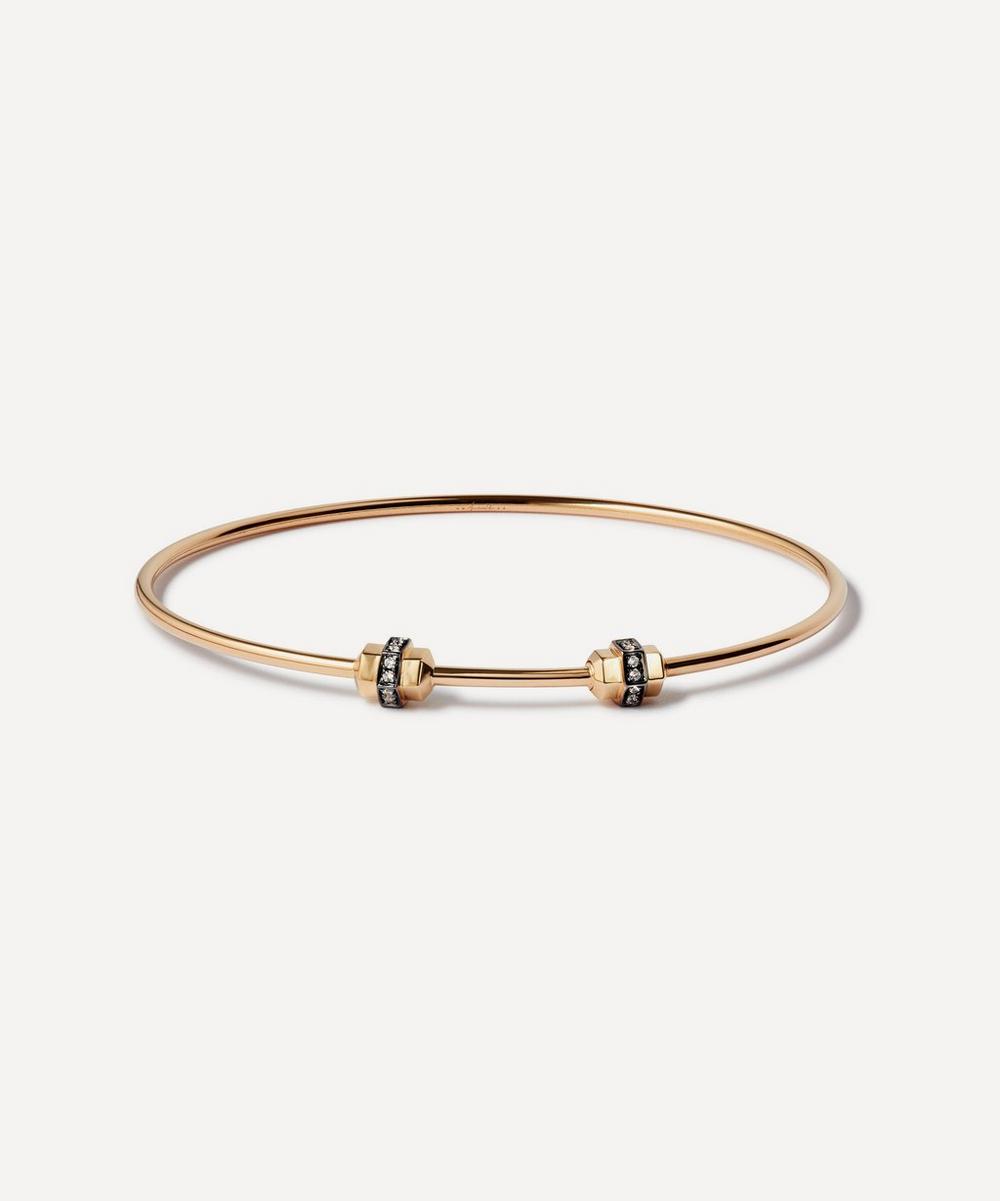 18ct Gold Sapphire Charm Bangle Bracelet