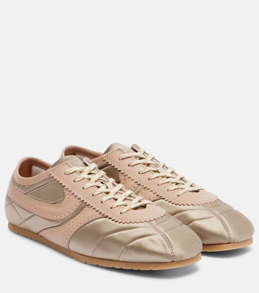 Satin and Leather Sneakers in Grey - Dries Van Noten