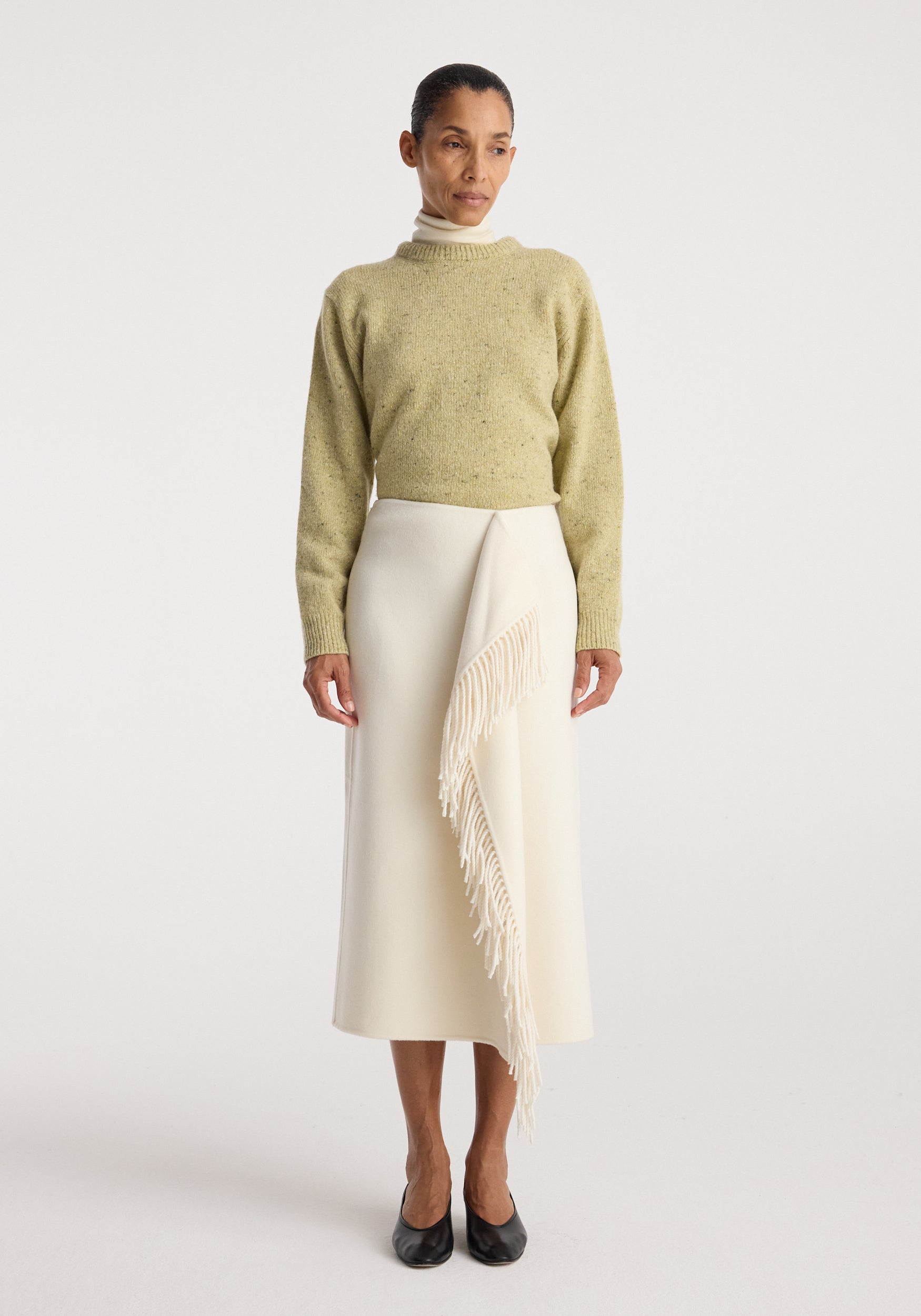 Double-Faced Fringe Skirt | Off White
