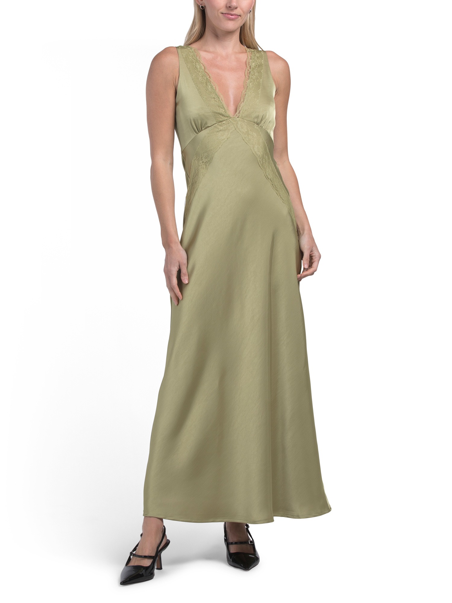Thirty Thirty, Satin V-neck Empire Waist Dress